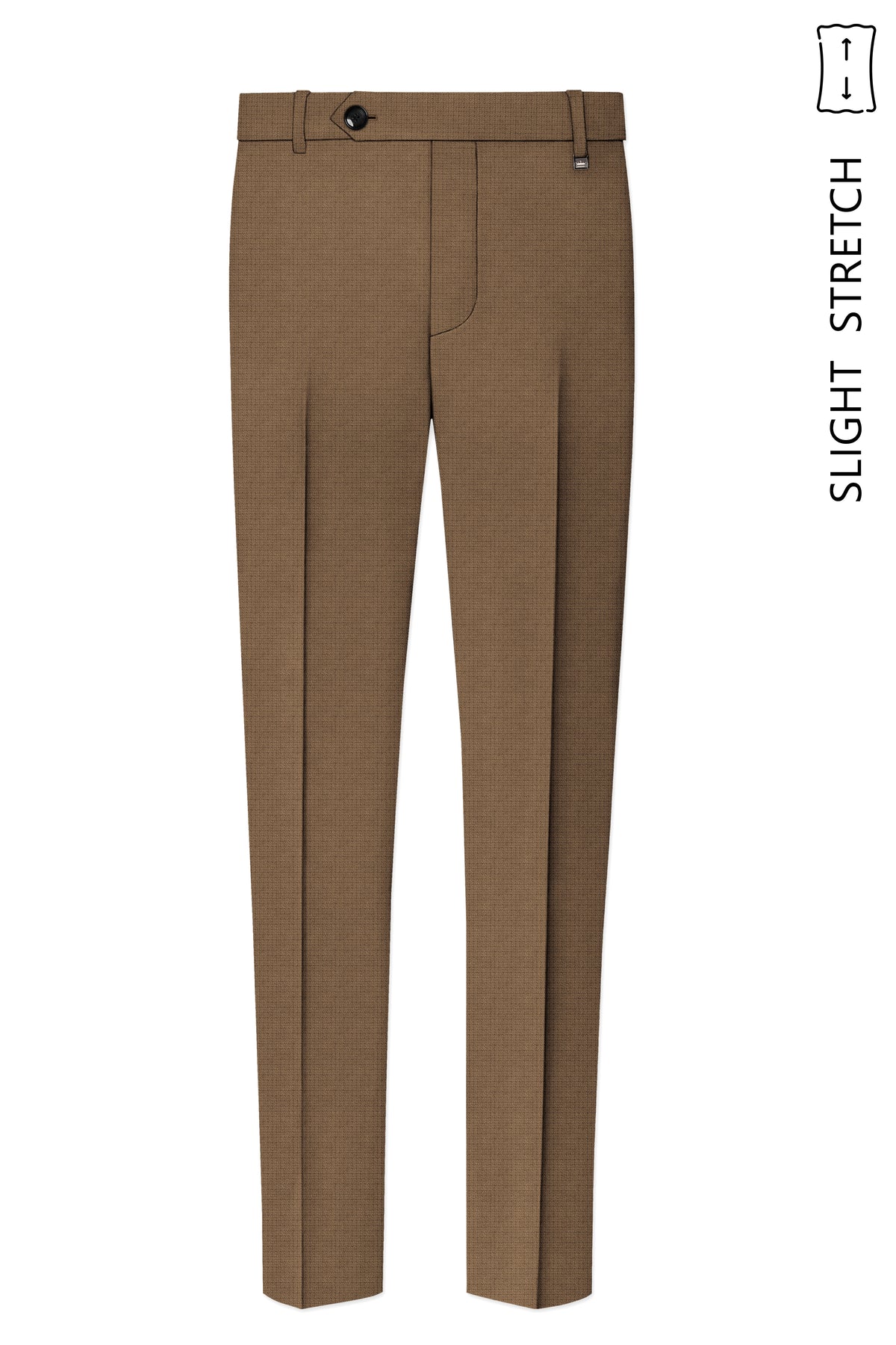 Cordovan-Mondo Brown Diamond Textured Wool Rich Slight Stretch Waistband Pant