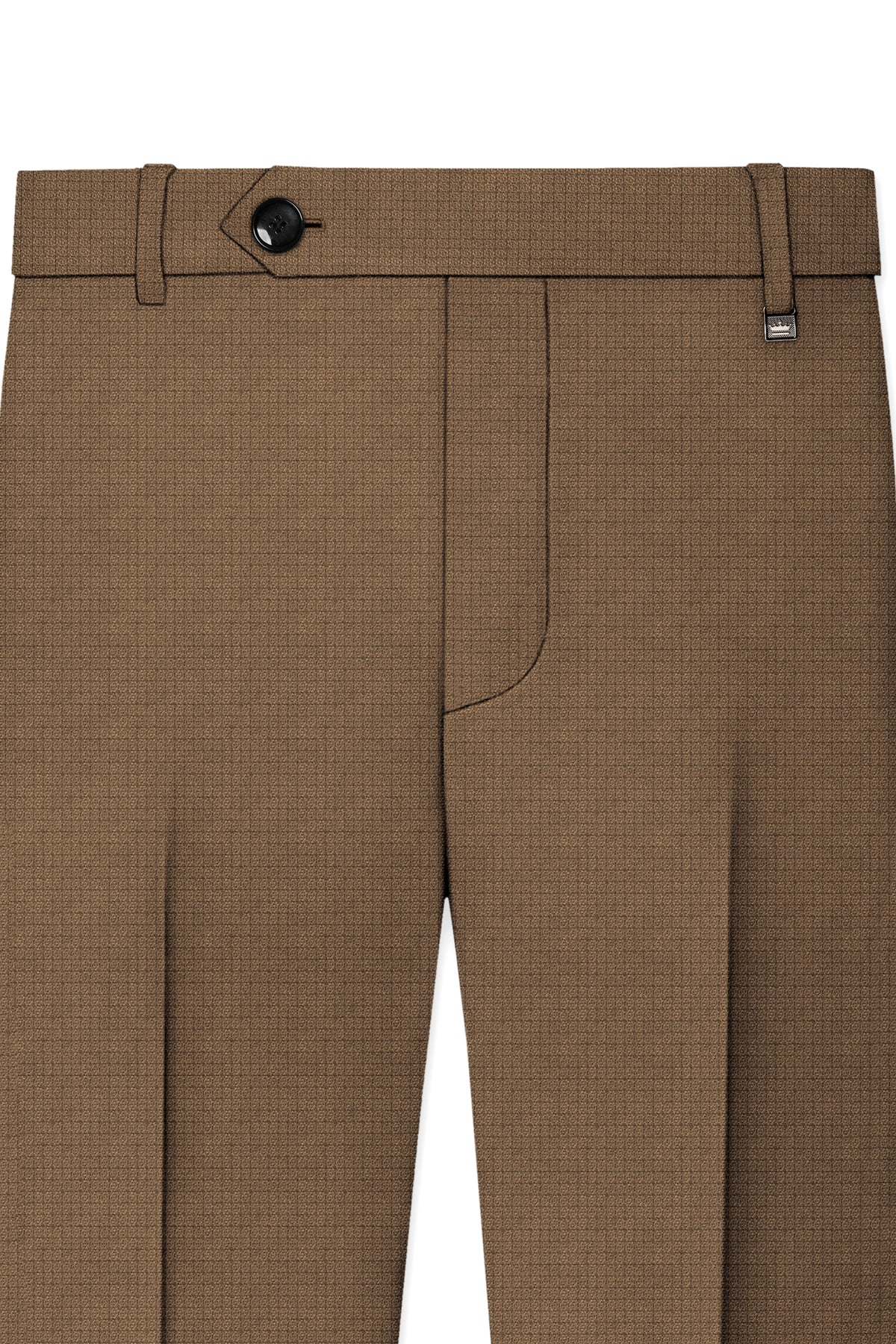 Cordovan-Mondo Brown Diamond Textured Wool Rich Slight Stretch Waistband Pant