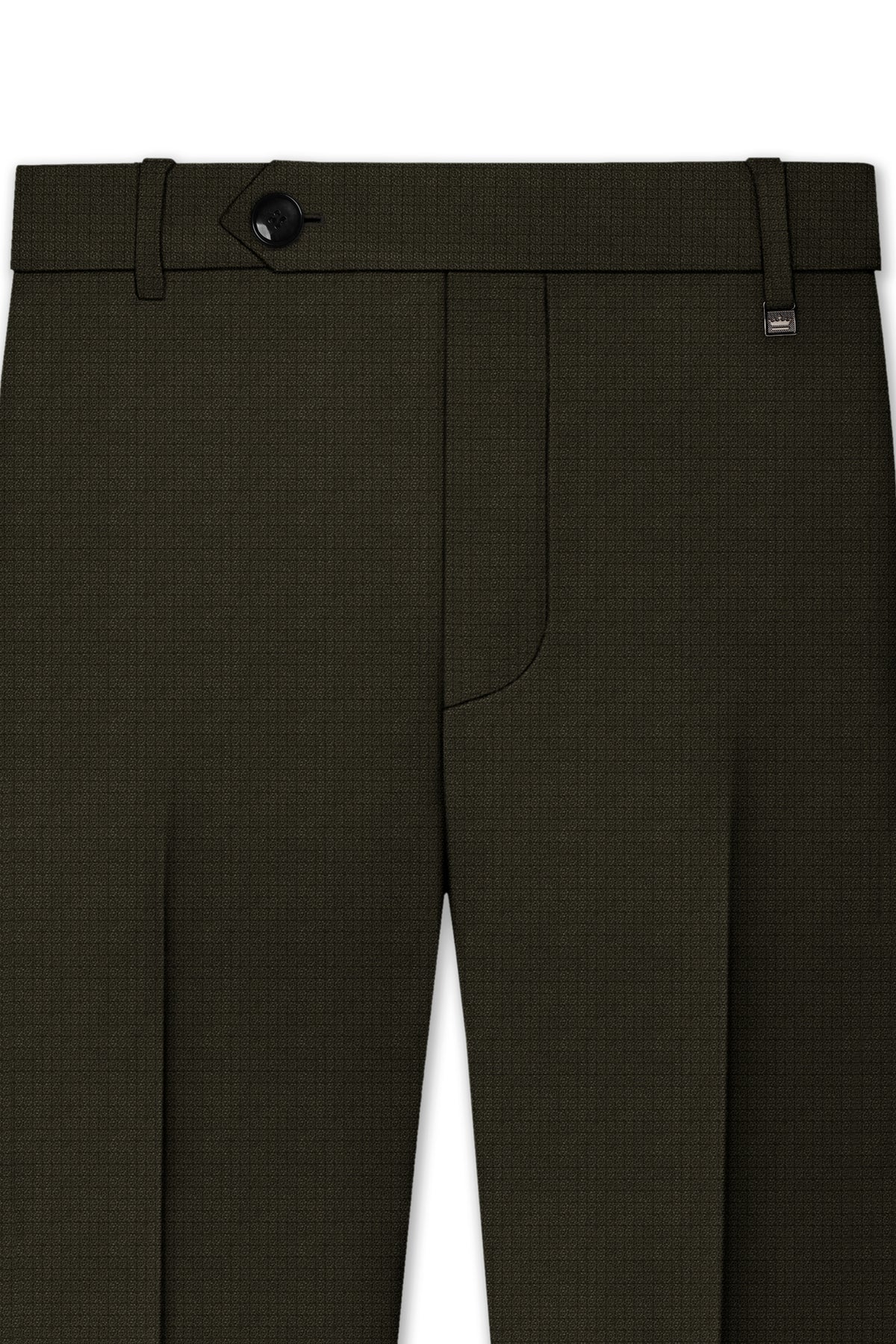 Prestige-Zeus Green Diamond Textured Wool Rich Slight Stretch Waistband Pant
