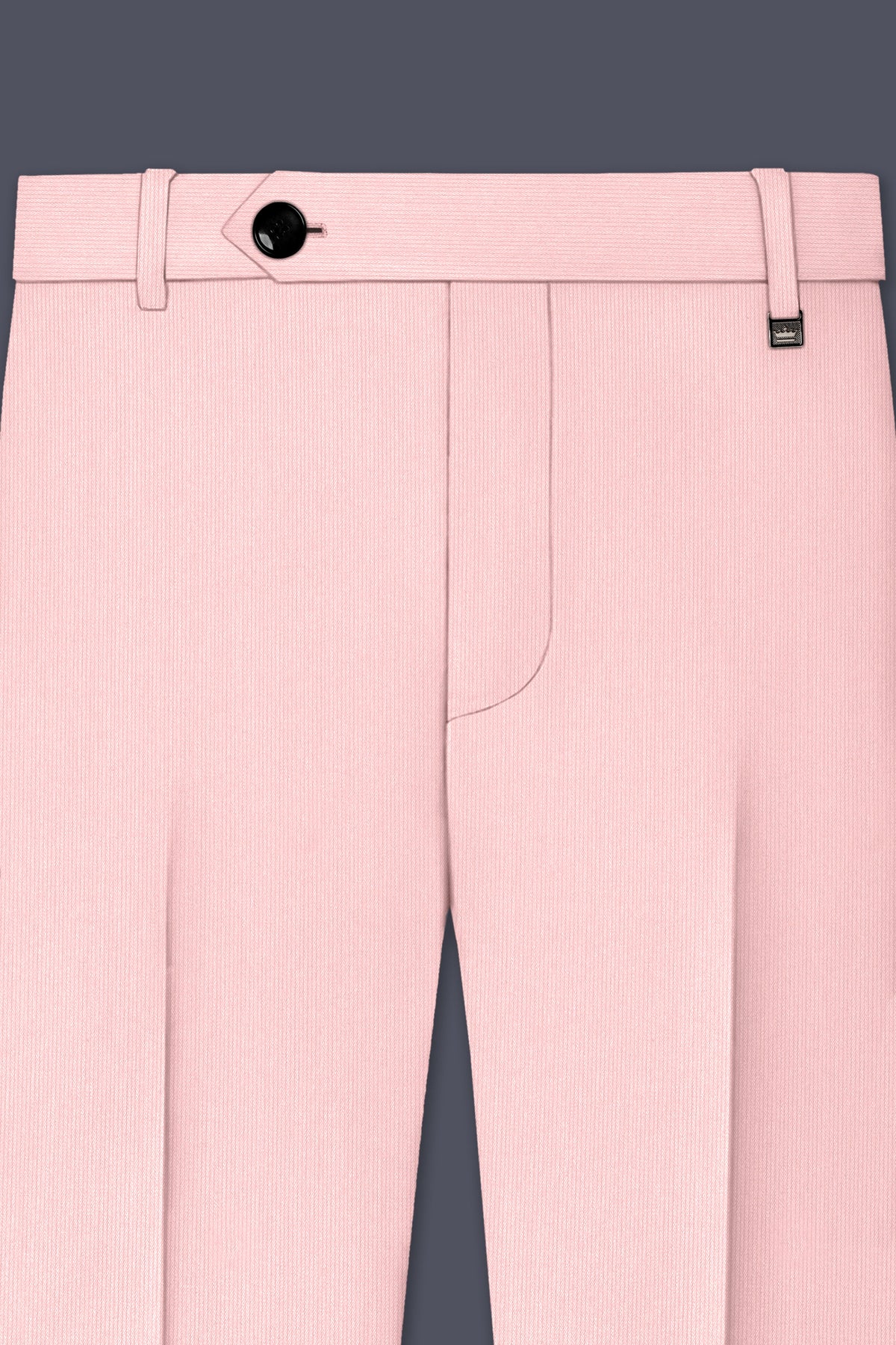 Elara-Cosmos Pink Diamond Textured Wool Rich Slight Stretch Waistband Pant