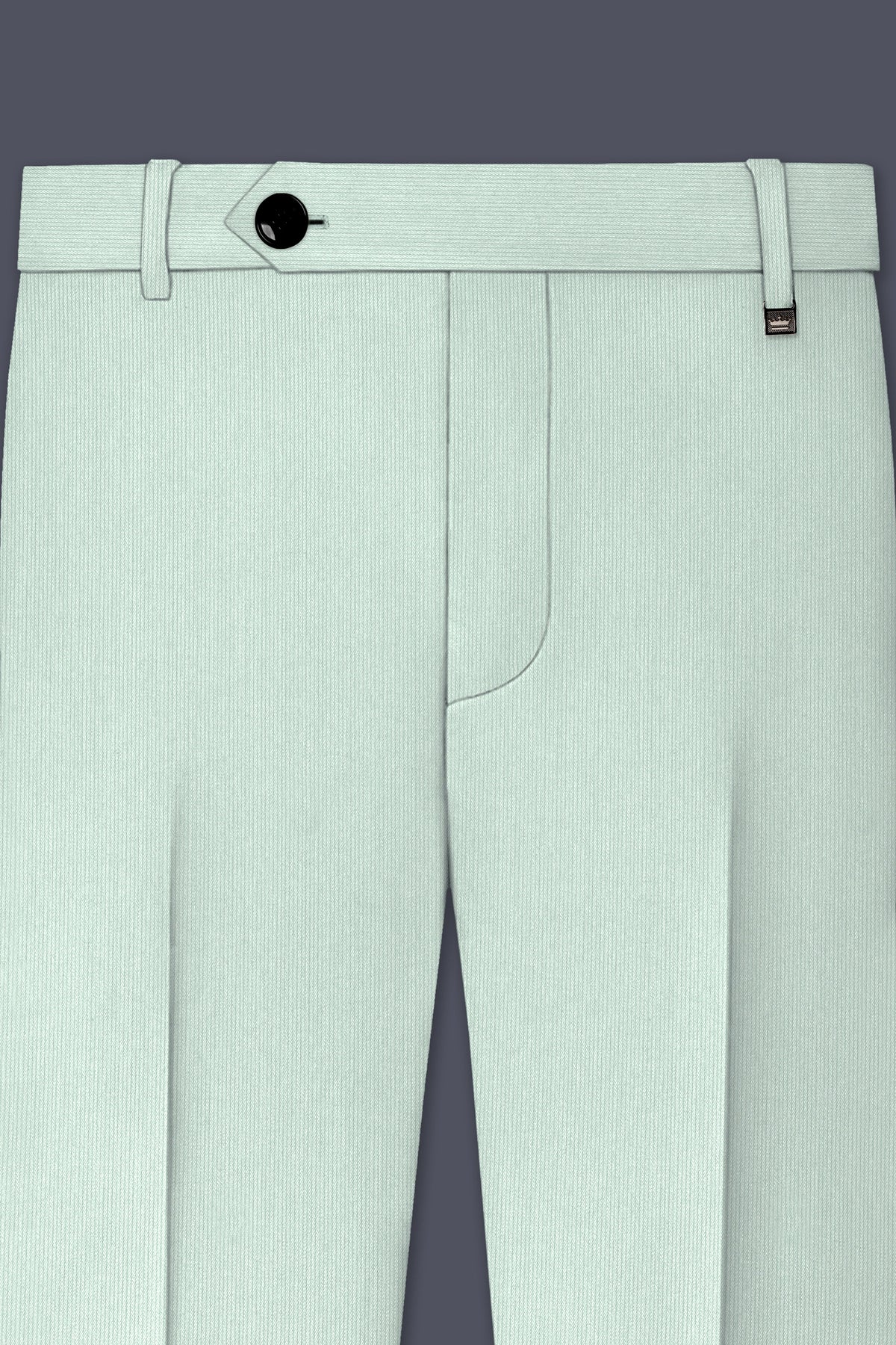 Viridis-Pumice Green Diamond Textured Wool Rich Slight Stretch Waistband Pant