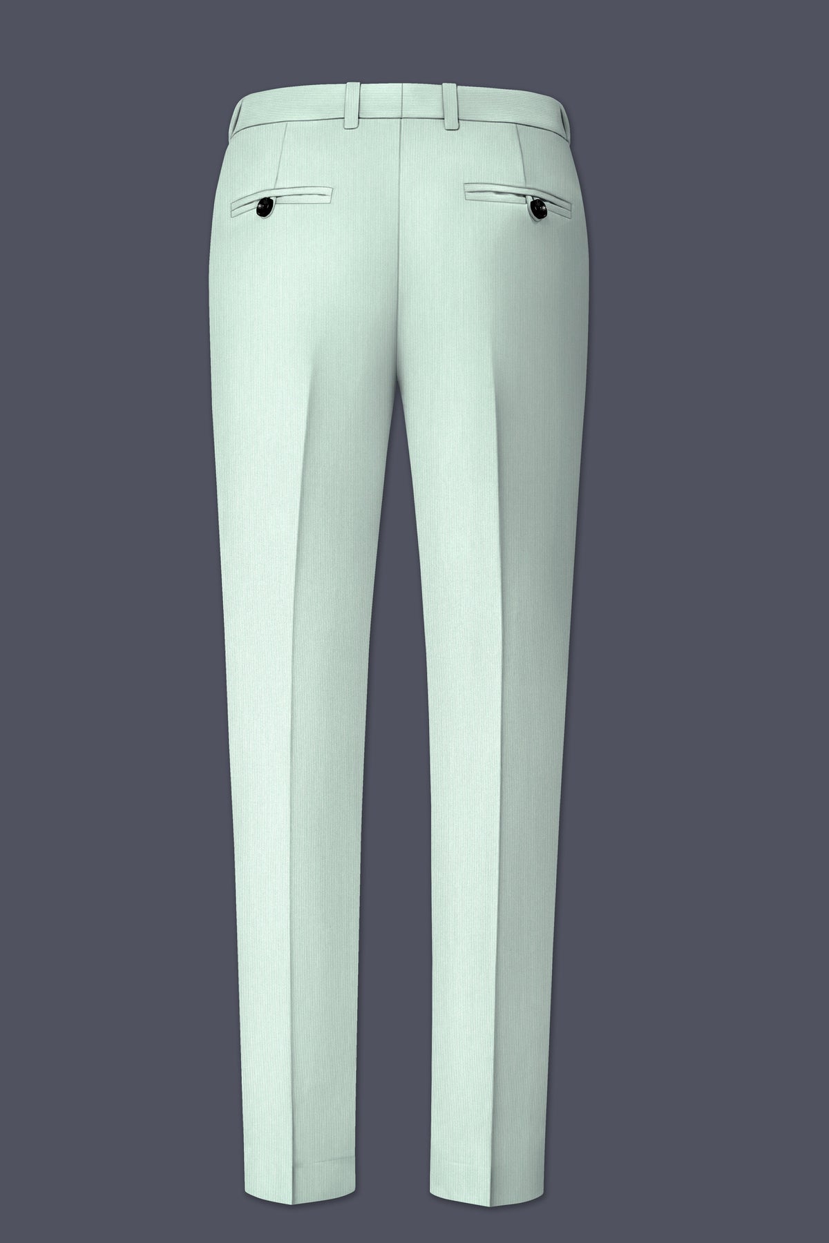 Viridis-Pumice Green Diamond Textured Wool Rich Slight Stretch Waistband Pant