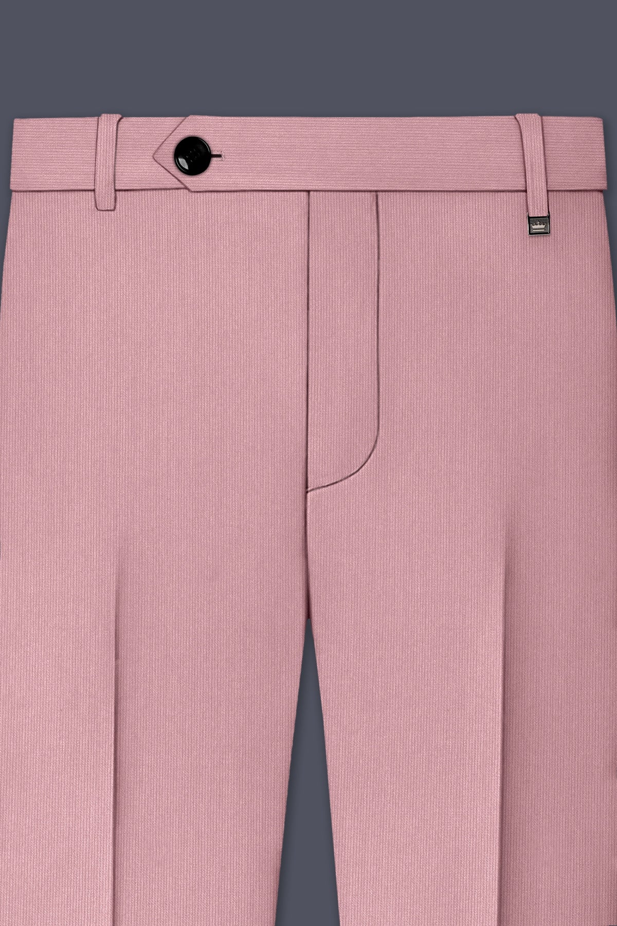 Isadora-Careys Pink Diamond Textured Wool Rich Slight Stretch Waistband Pant