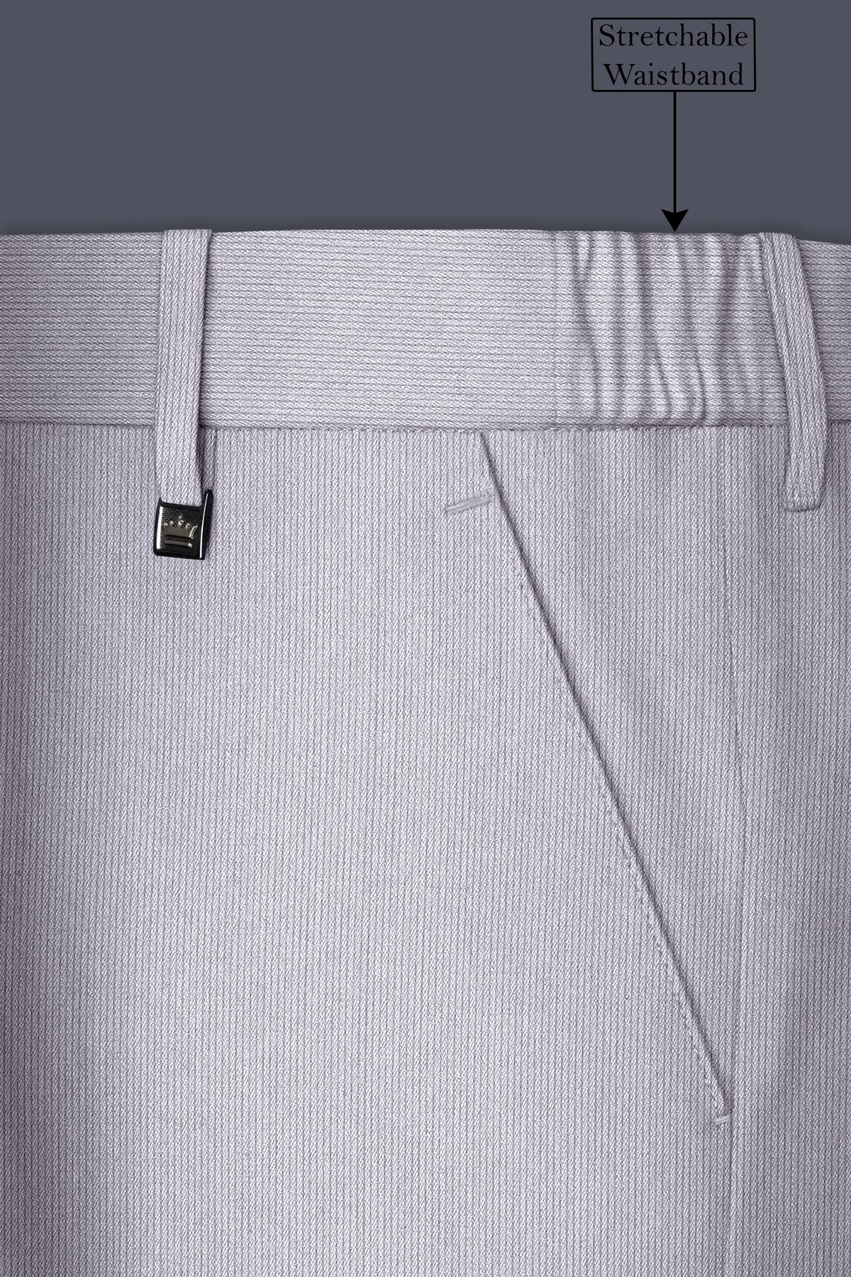 Virelli-Suva Gray Diamond Textured Wool Rich Slight Stretch Waistband Pant
