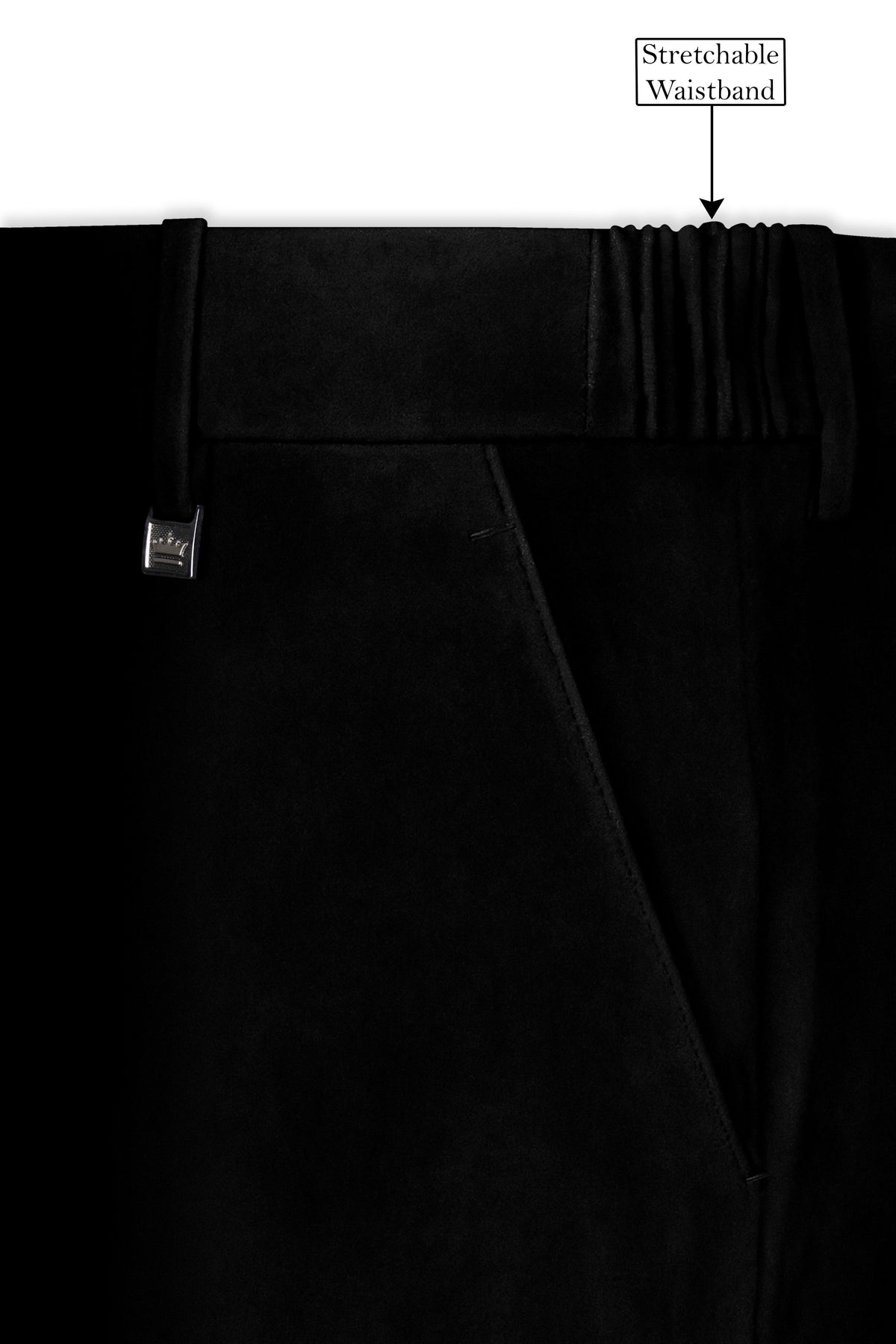 Aurelius-Jade Black Velvet Stretchable Waistband Pant
