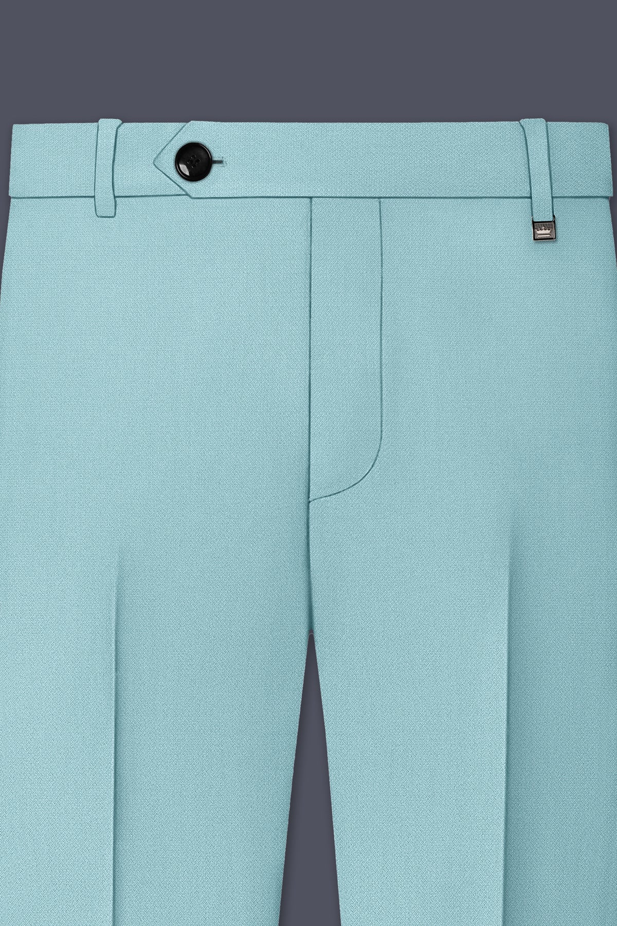 Eclipse-Hosta Blue Diamond Textured Wool Rich Slight Stretch Waistband Pant