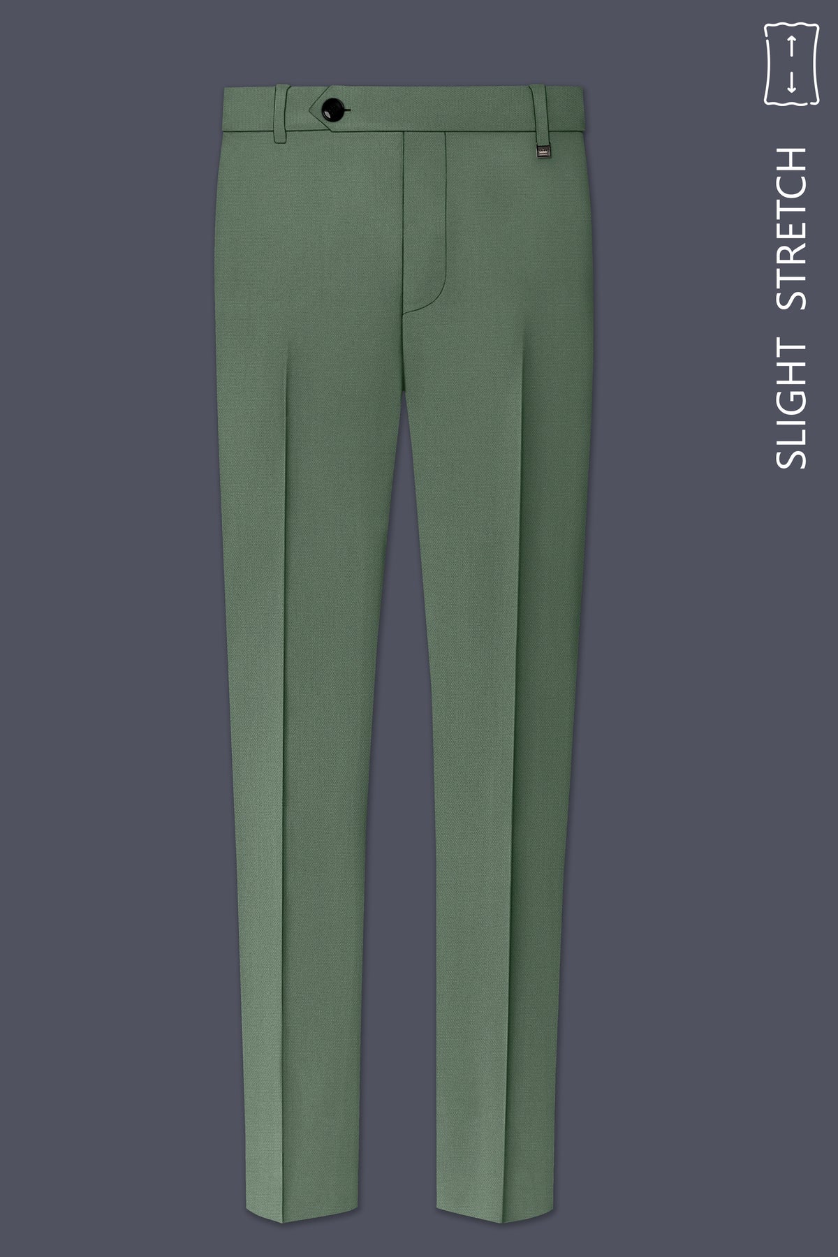 Avon-Glade Green Diamond Textured Wool Rich Slight Stretch Waistband Pant