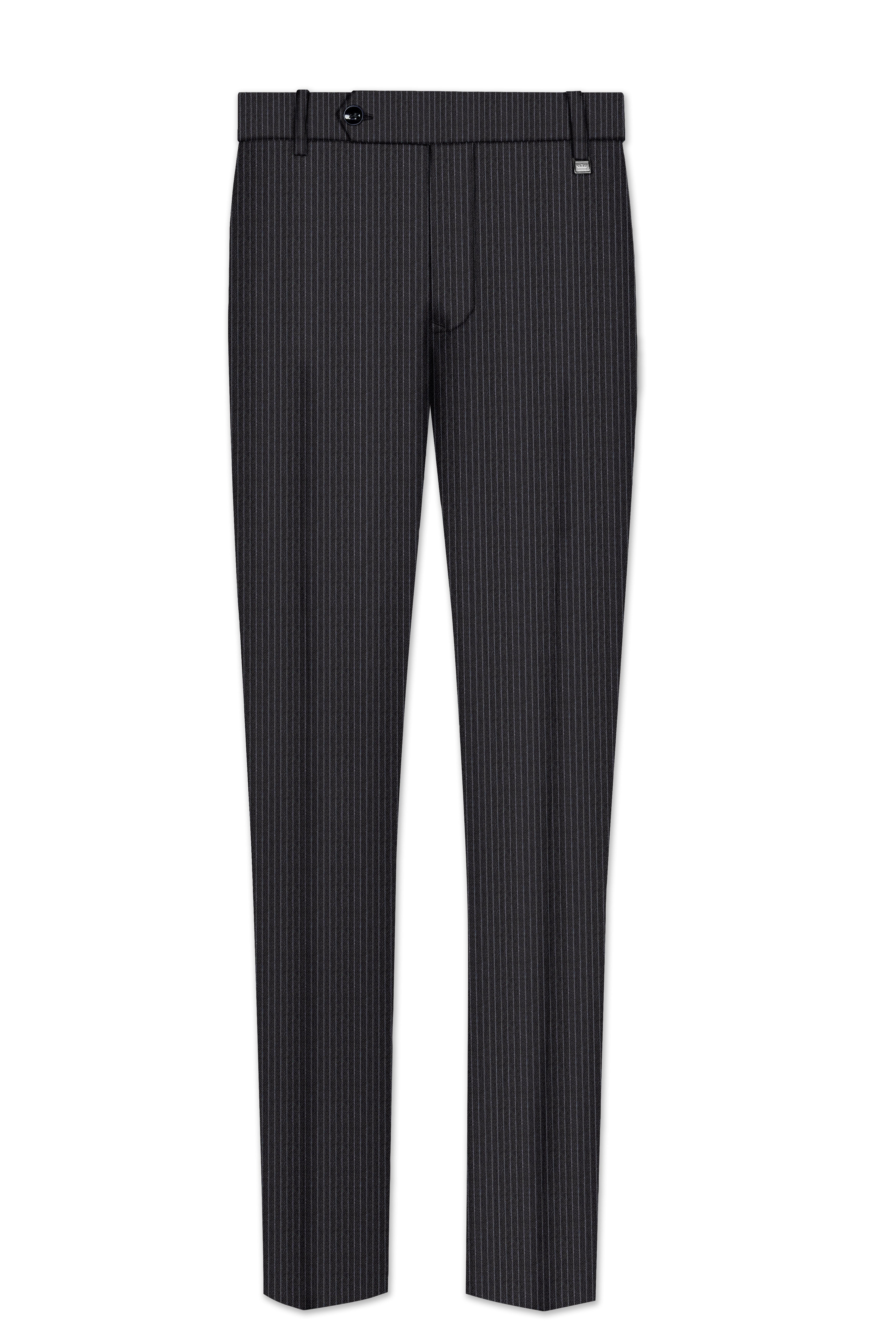 Jade Black Pinstriped Formal pant