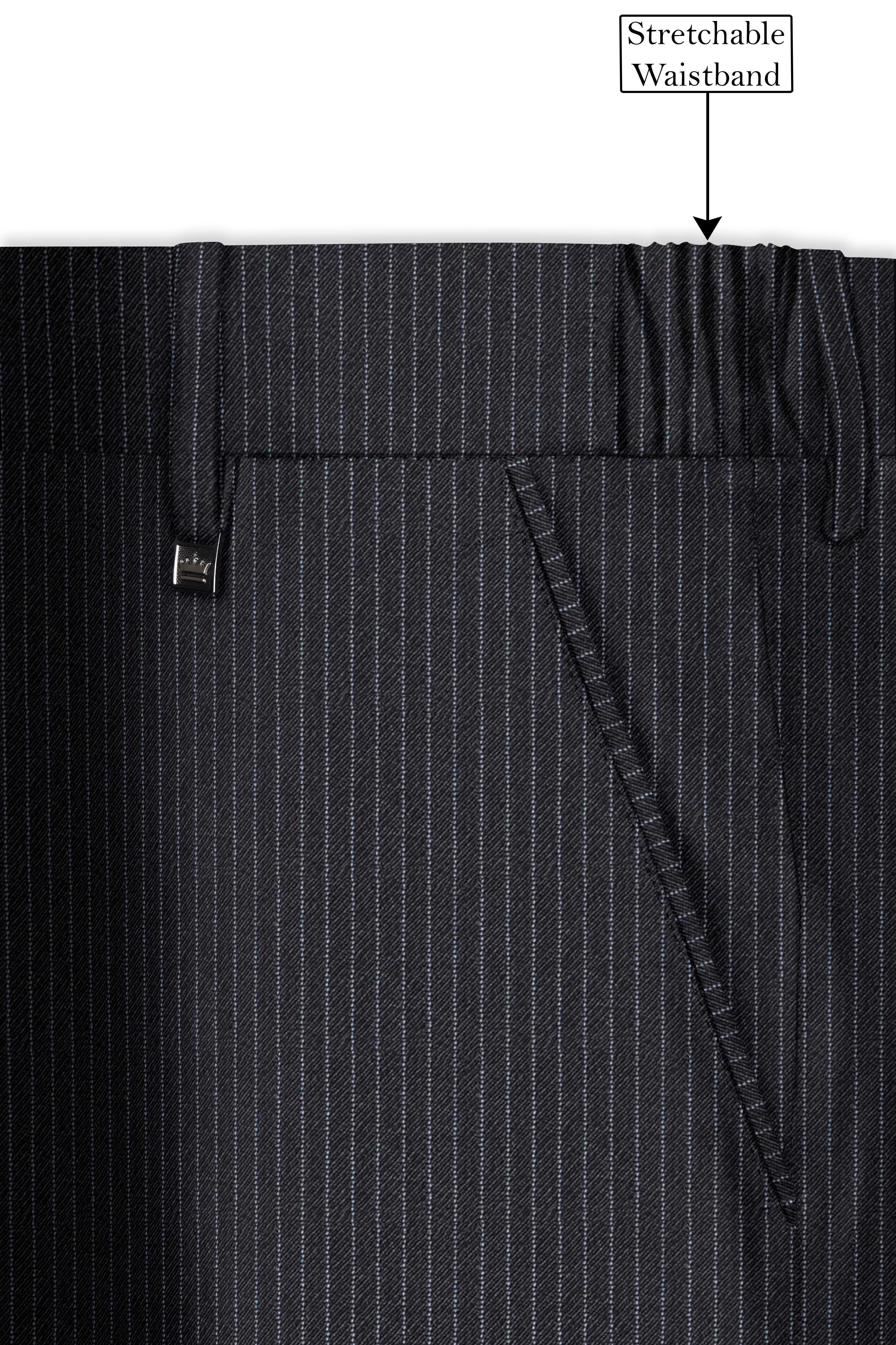 Jade Black Pinstriped Formal pant