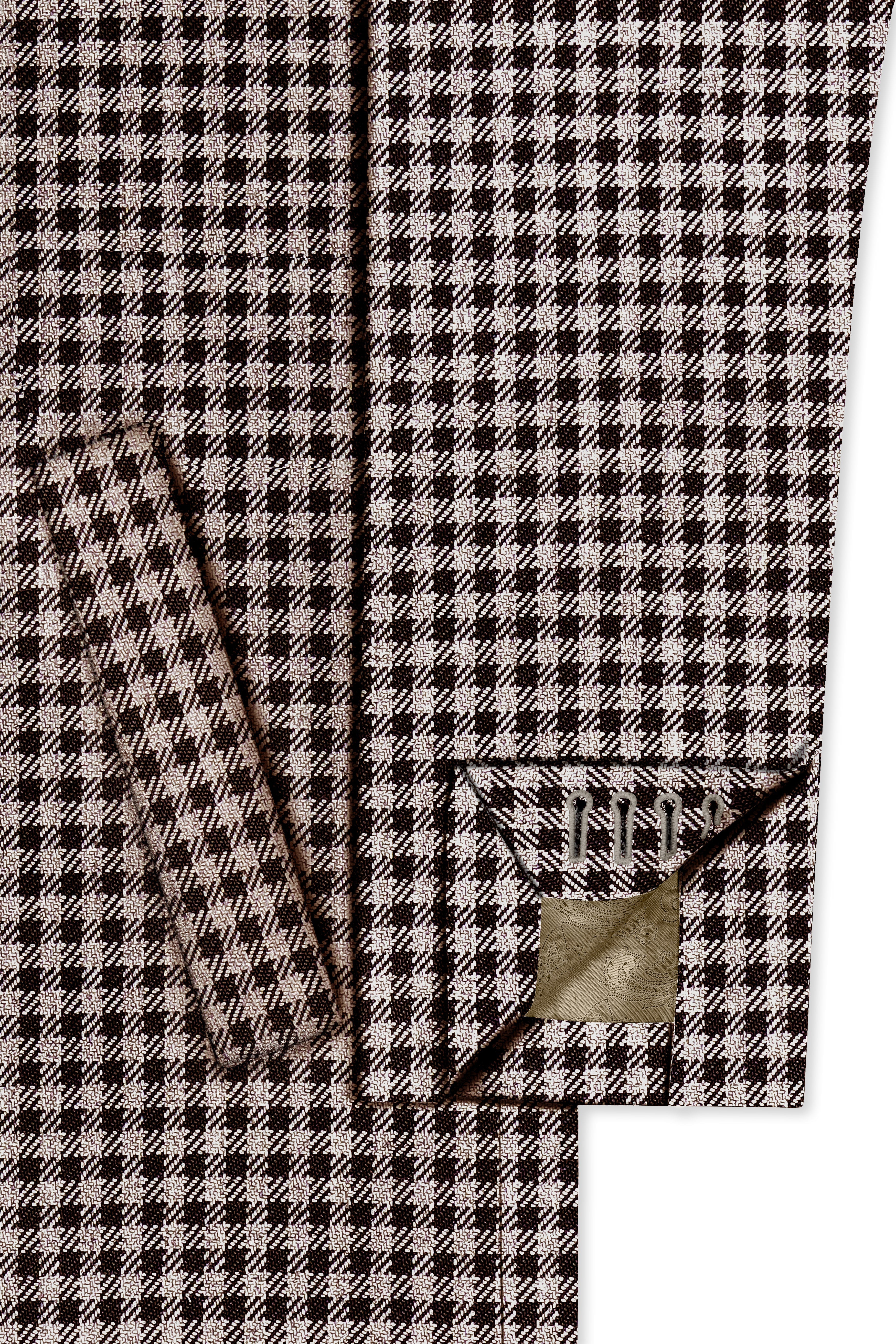 Imperium-Emperor Brown And Swiss Cream Gingham Plaid Tweed Single Breasted Trench Coat