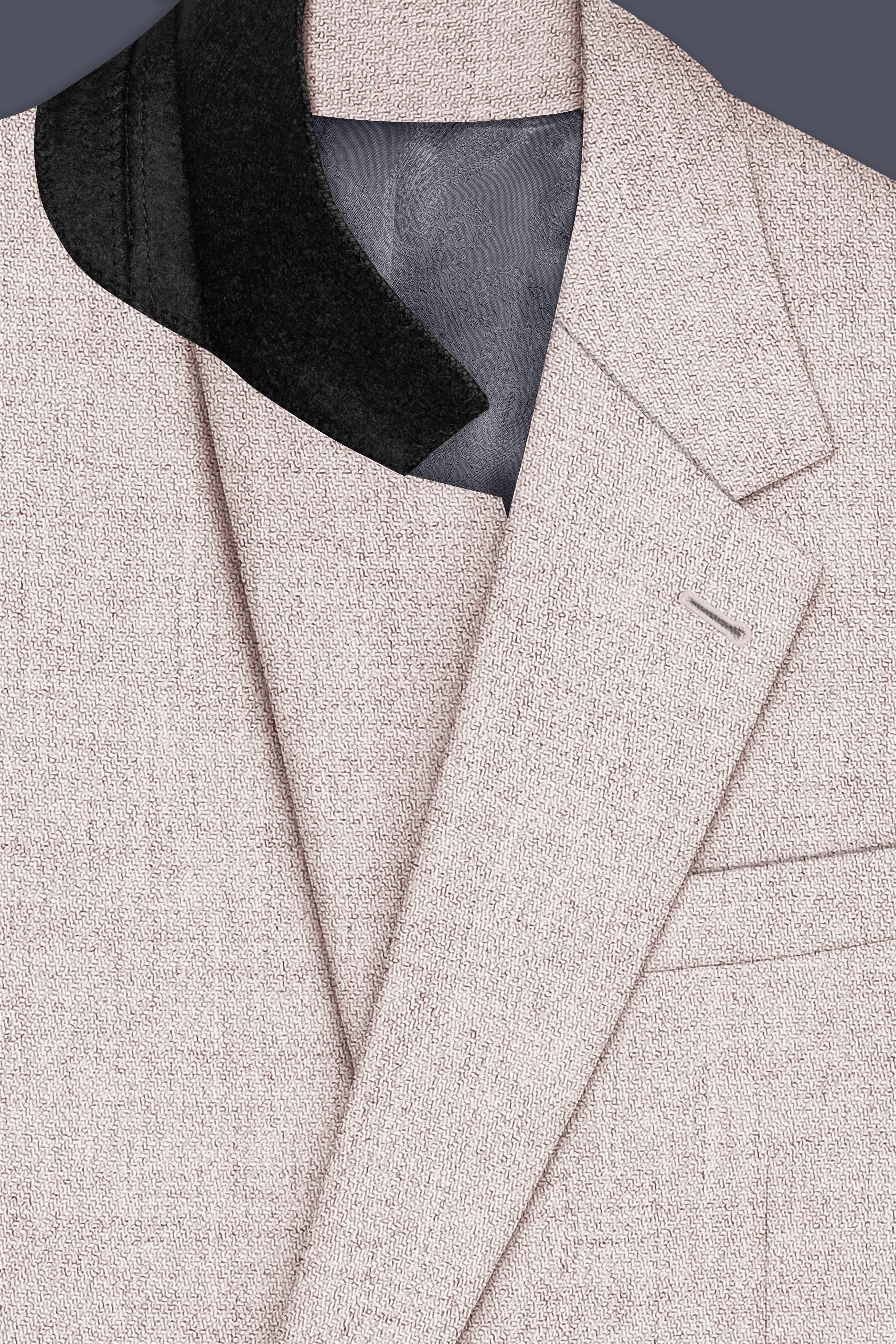 Ivorytail-Timberwolf Cream Textured Tweed Single Breasted Trench Coat