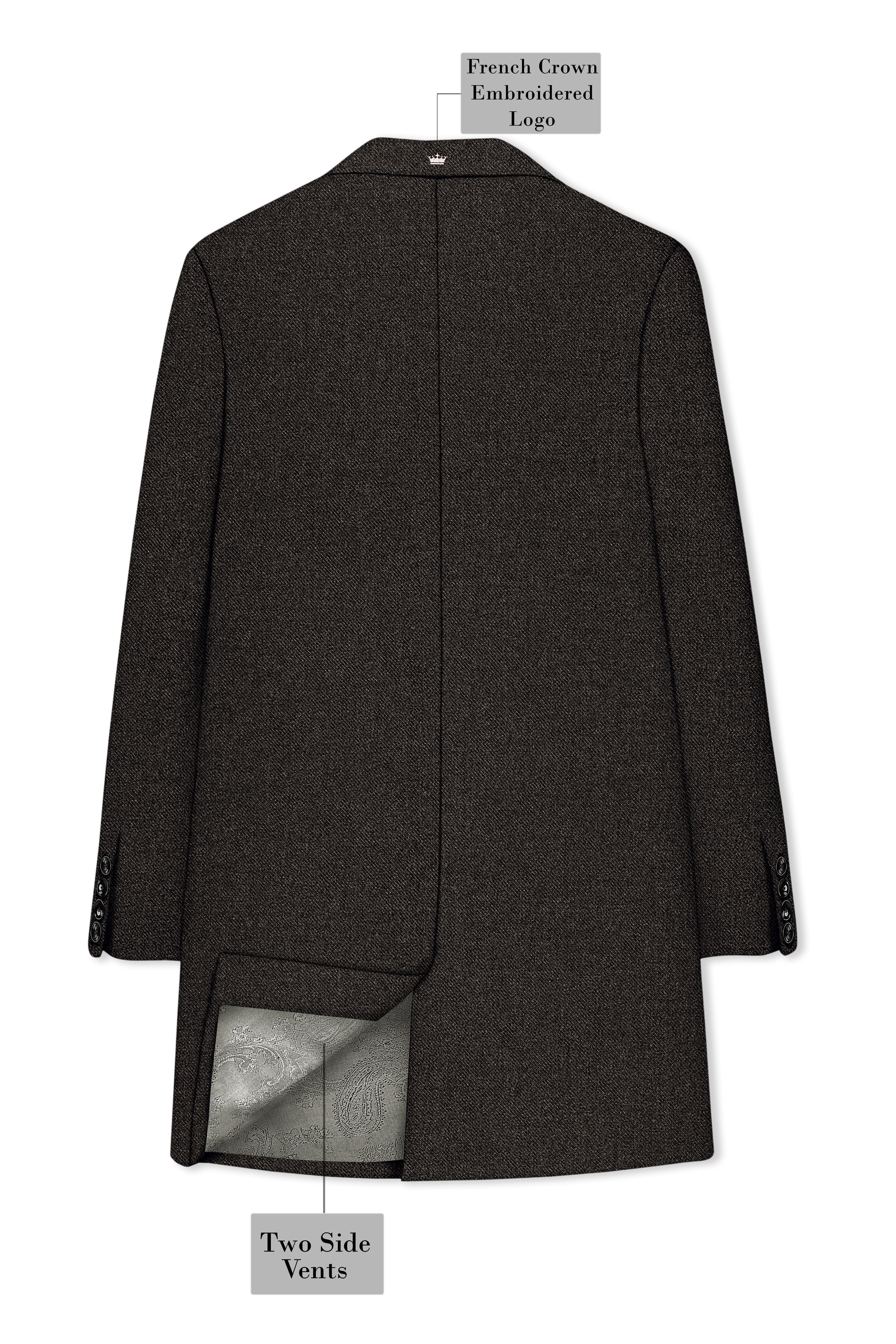 Auregond-Gondola Brown Textured Tweed Single Breasted Overcoat