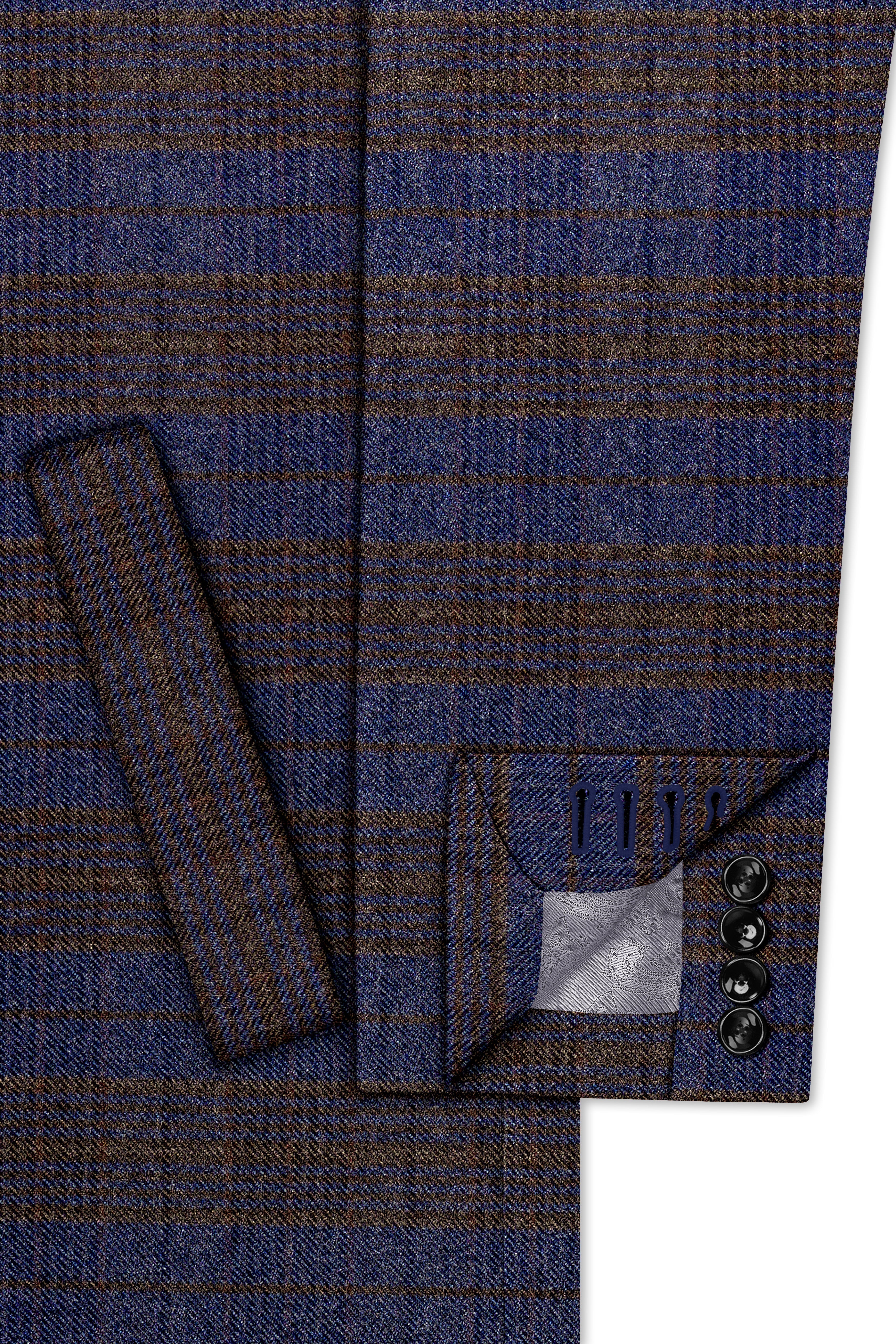 Velourish-Tealish Blue And Tuatara Gray Glen Plaid Tweed Single Breasted Overcoat