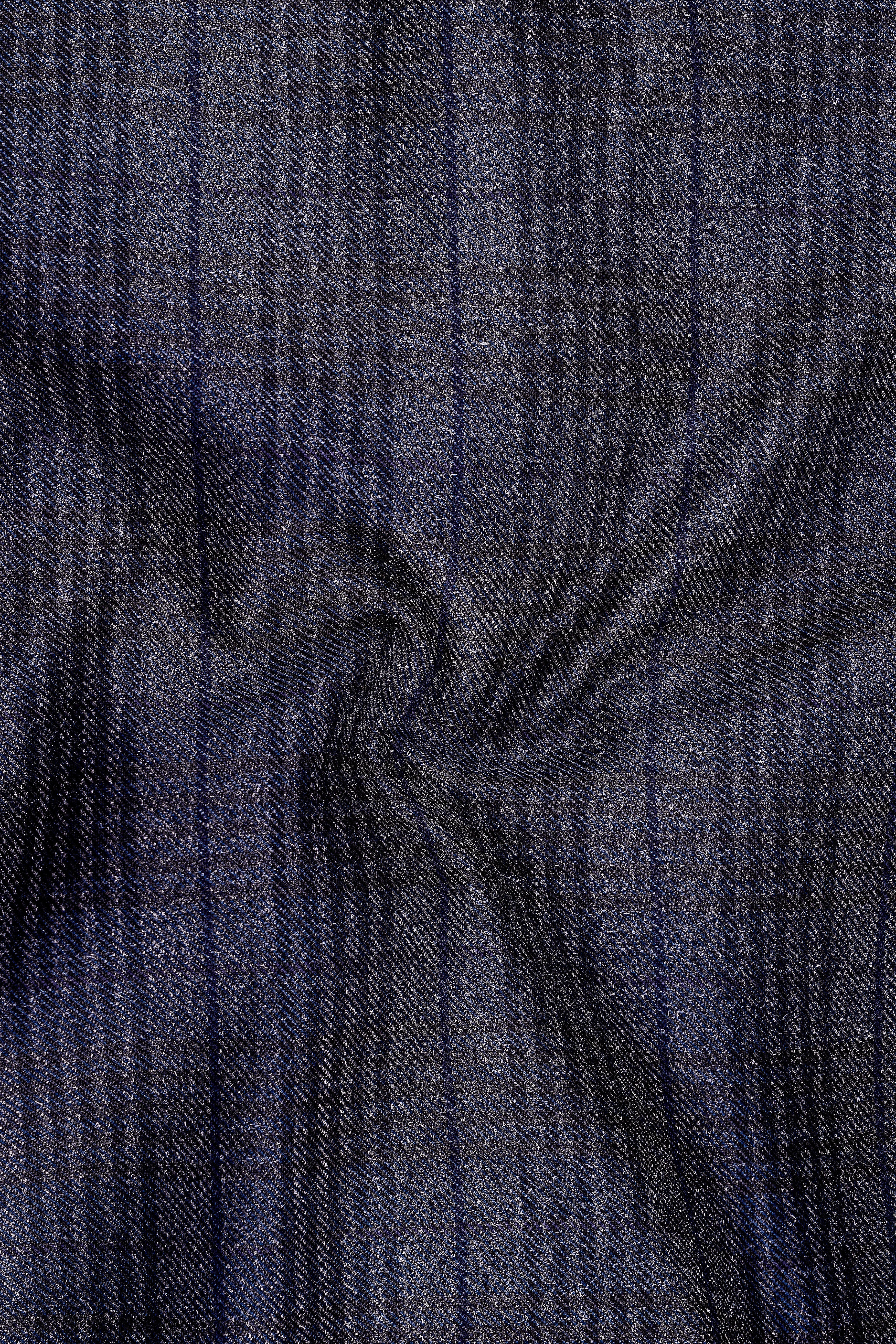Horizon-Martinique Blue windowpane Tweed Single Breasted Overcoat