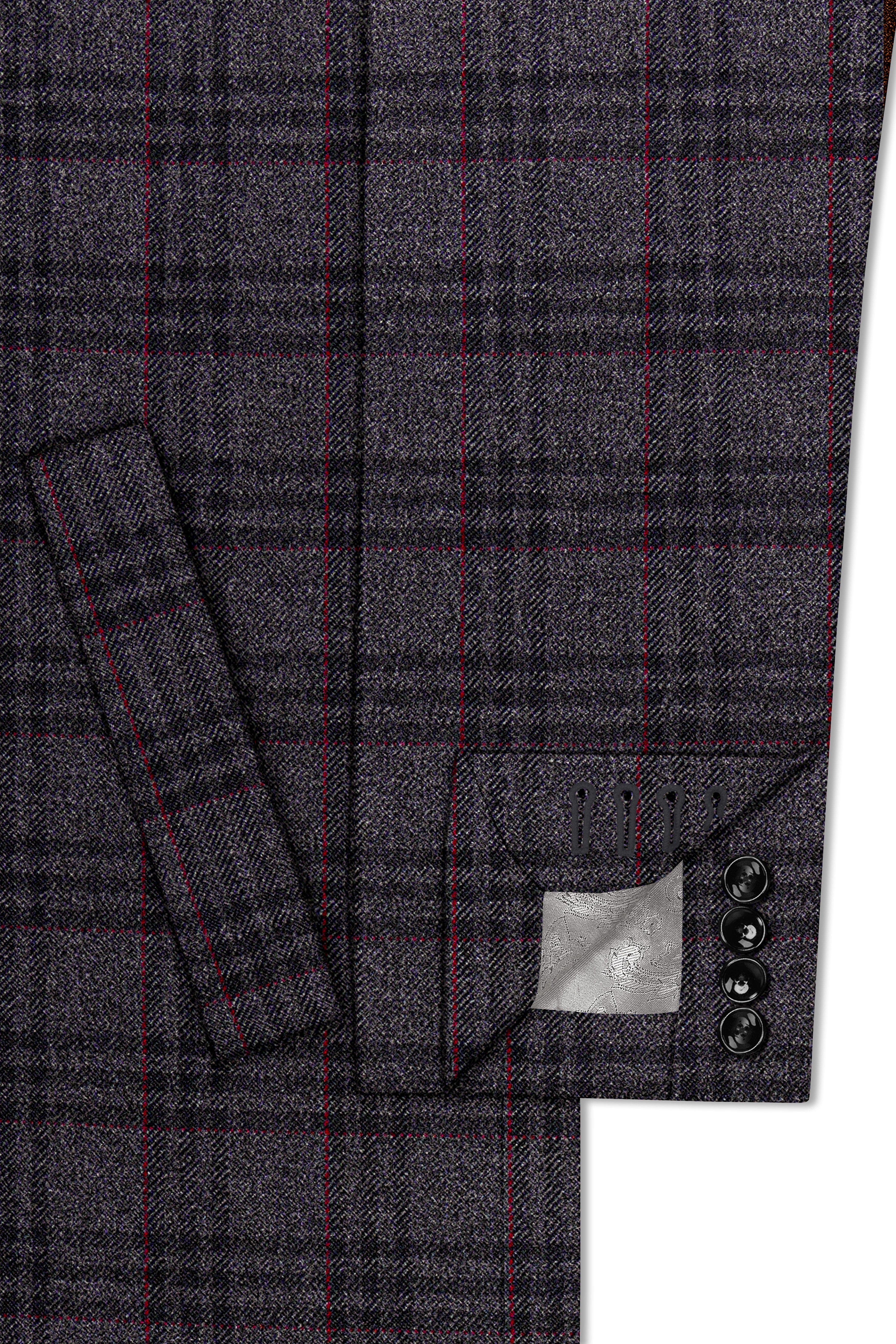 Velours-Ship Gray Plaid Tweed Single Breasted Overcoat