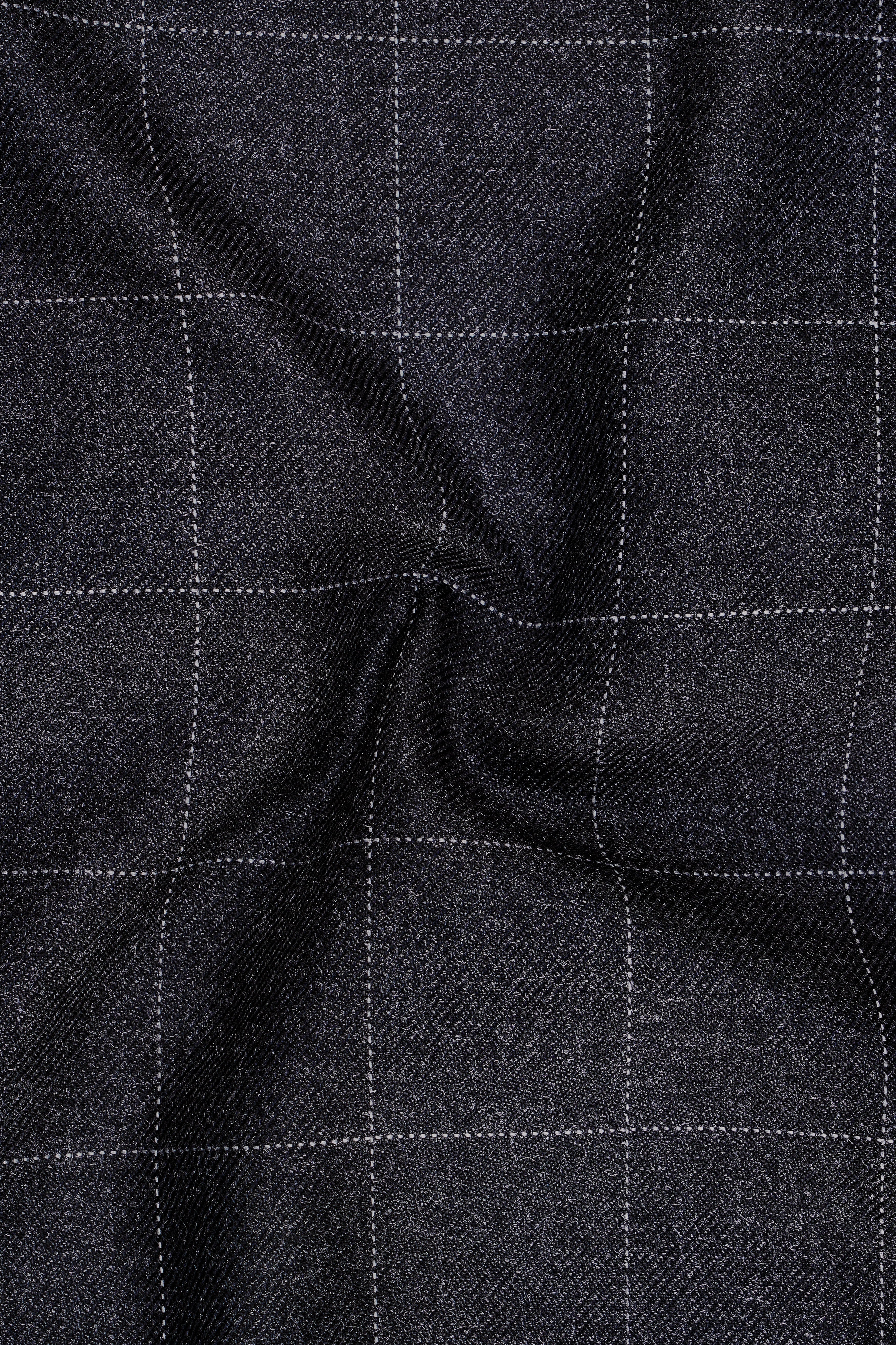 Fenrir-Shark Gray windowpane Tweed Single Breasted Overcoat