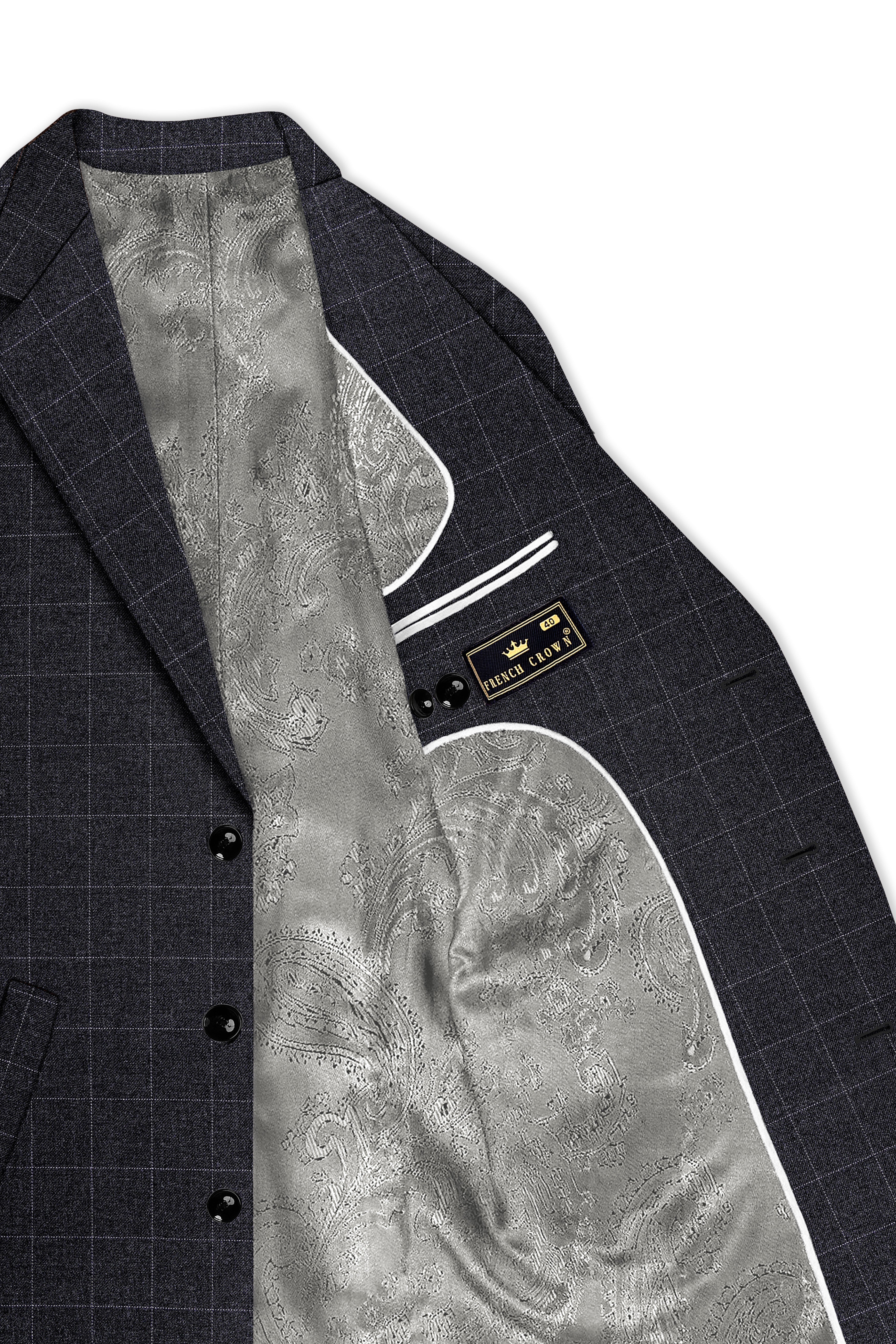 Fenrir-Shark Gray windowpane Tweed Single Breasted Overcoat