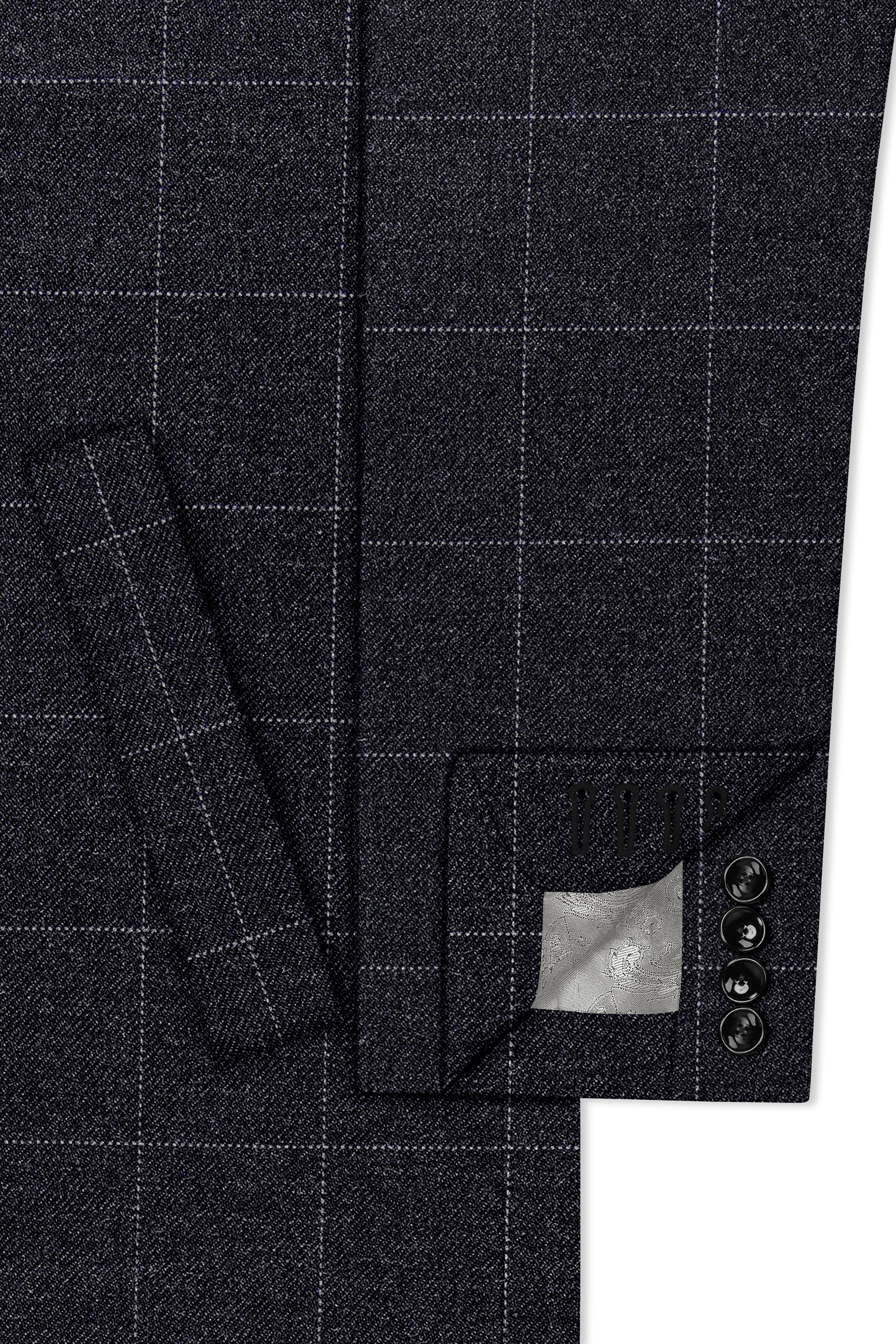 Fenrir-Shark Gray windowpane Tweed Single Breasted Overcoat