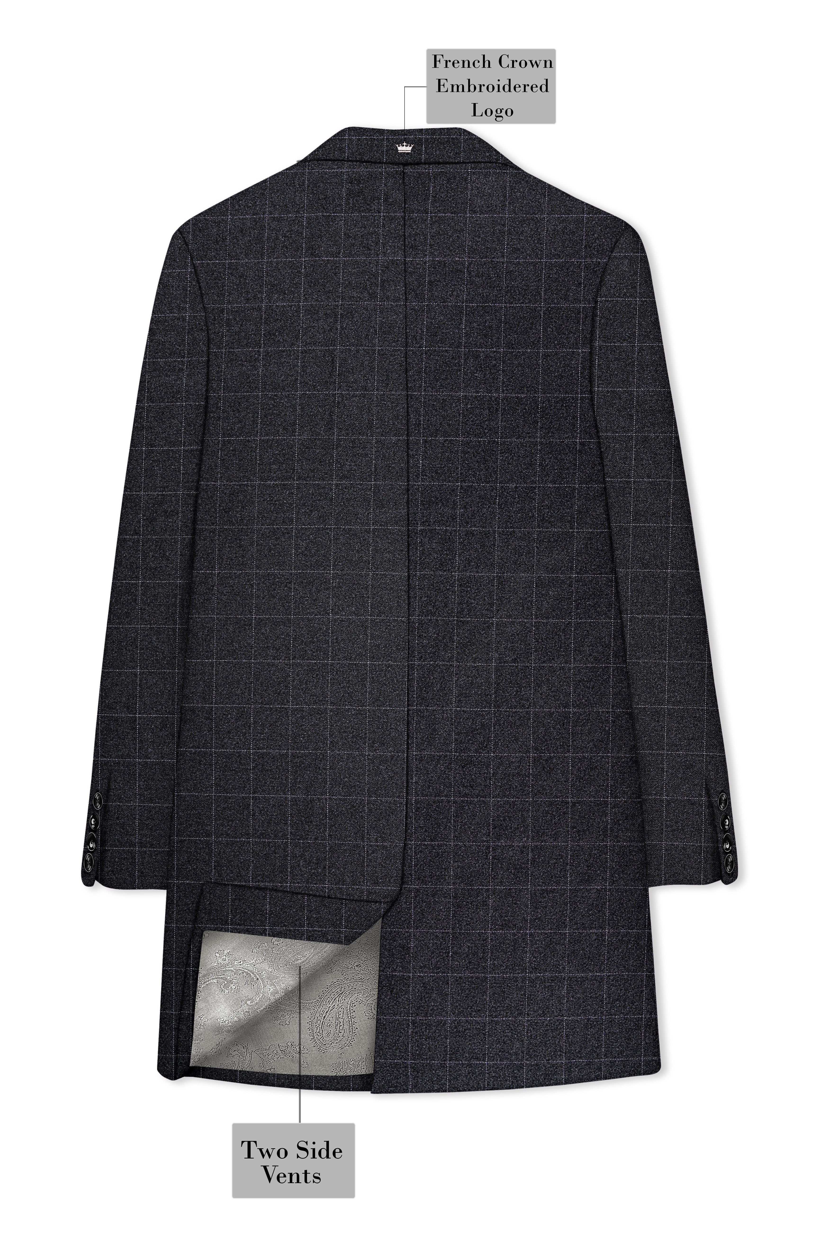 Fenrir-Shark Gray windowpane Tweed Single Breasted Overcoat