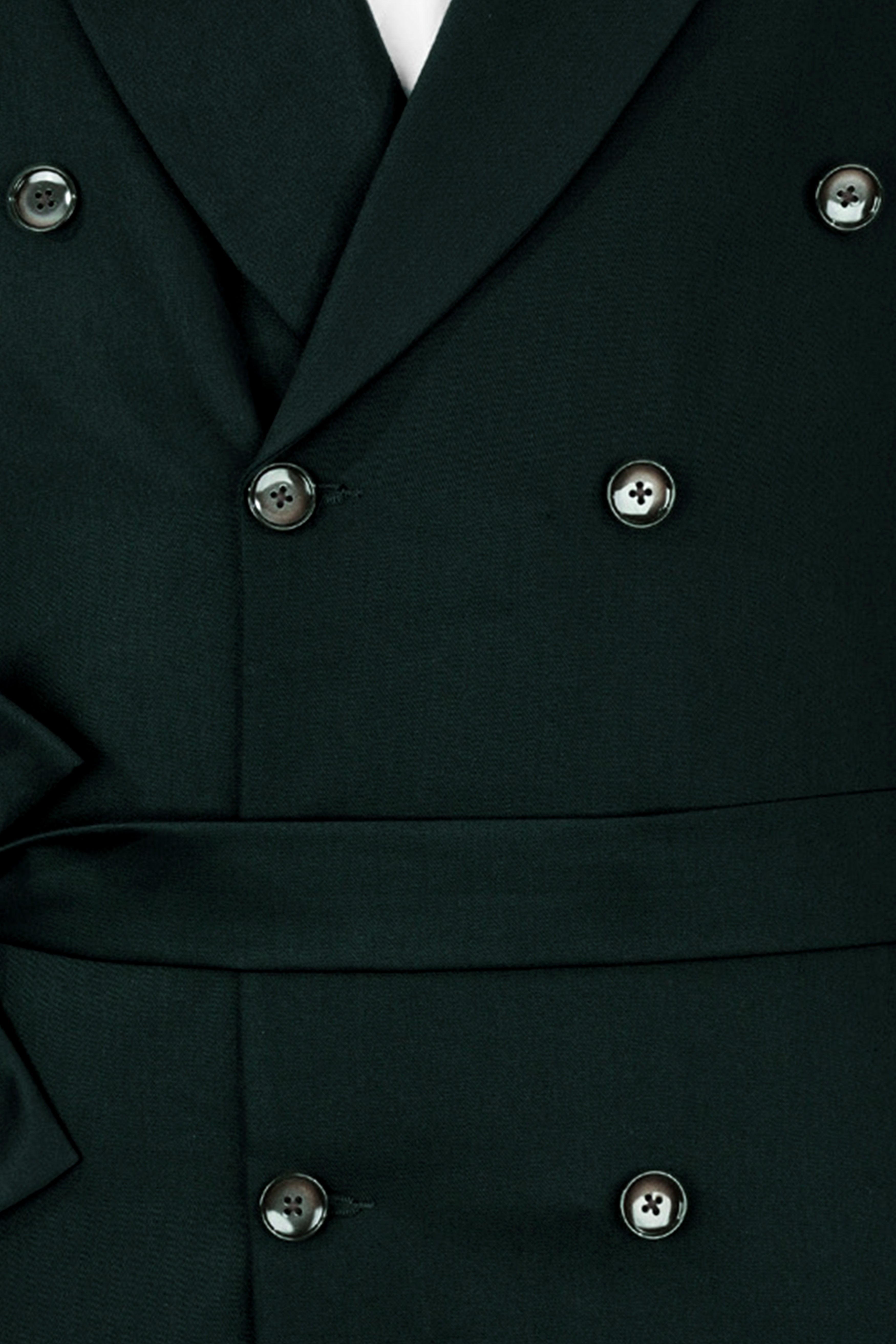 Juniper Green Subtle Sheen Double Breasted Trench Coat with Pant