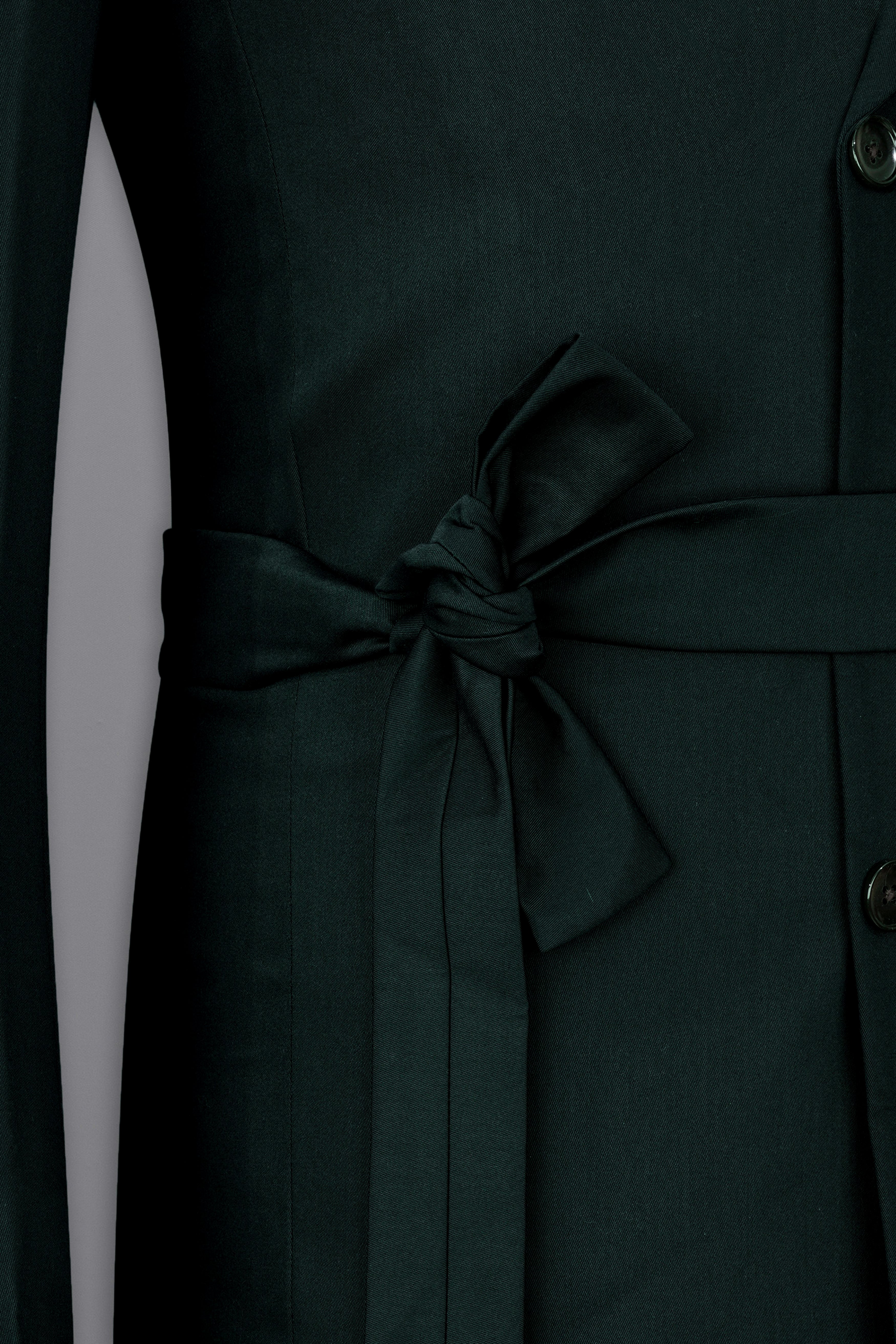 Juniper Green Subtle Sheen Double Breasted Trench Coat with Pant