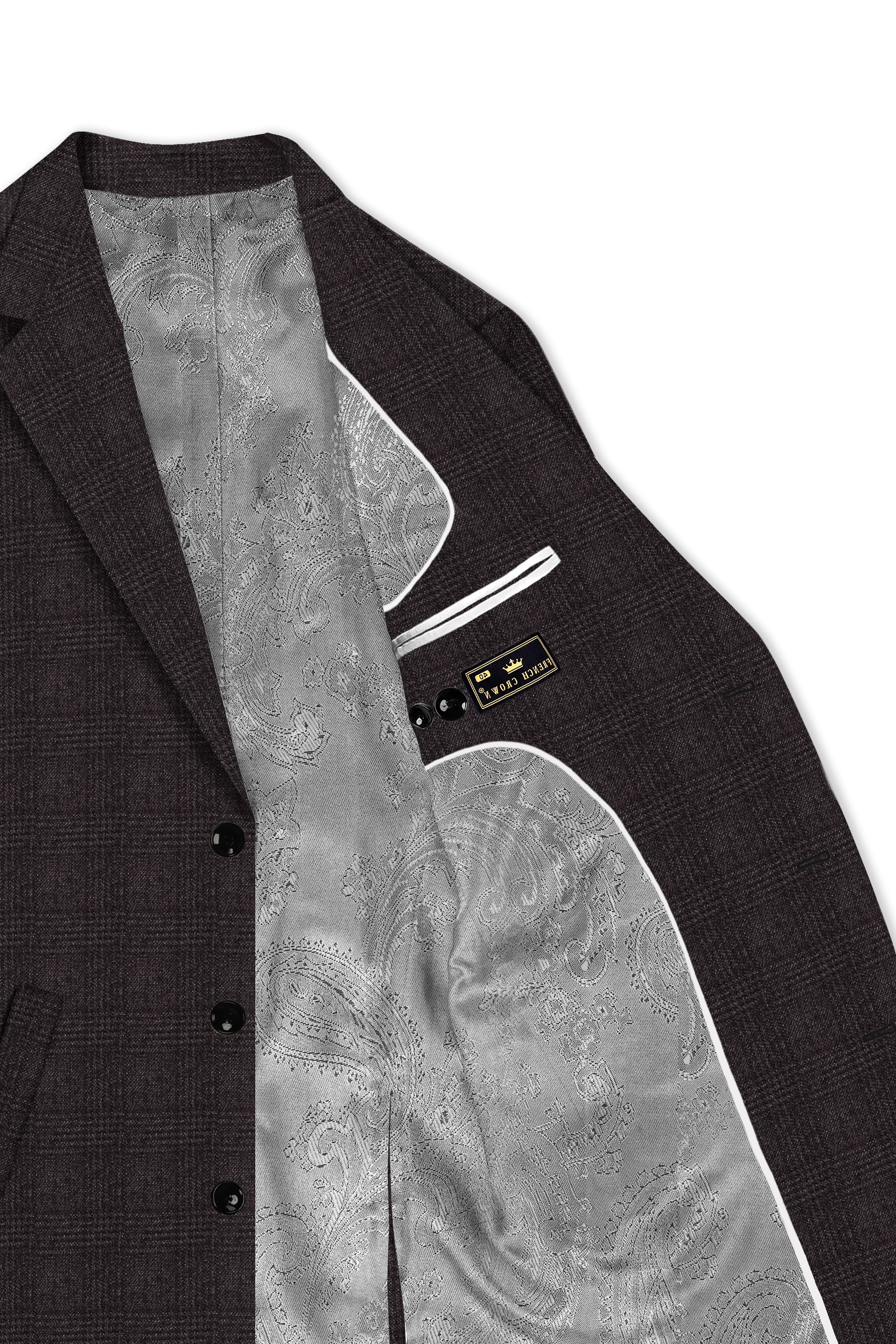 Cafario-Piano Brown Plaid Tweed Single Breasted Trench Coat With Pant