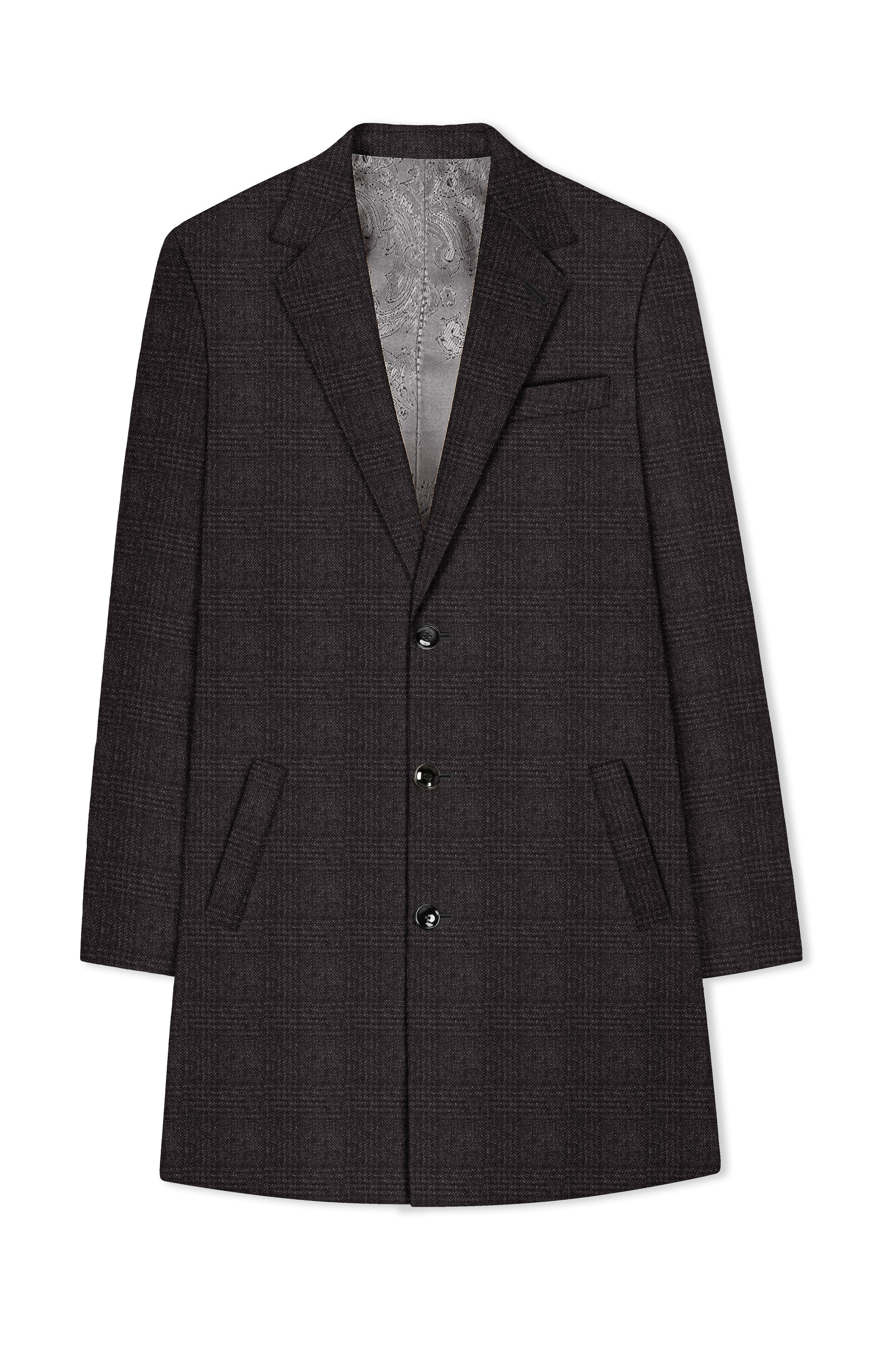 Cafario-Piano Brown Plaid Tweed Single Breasted Trench Coat With Pant