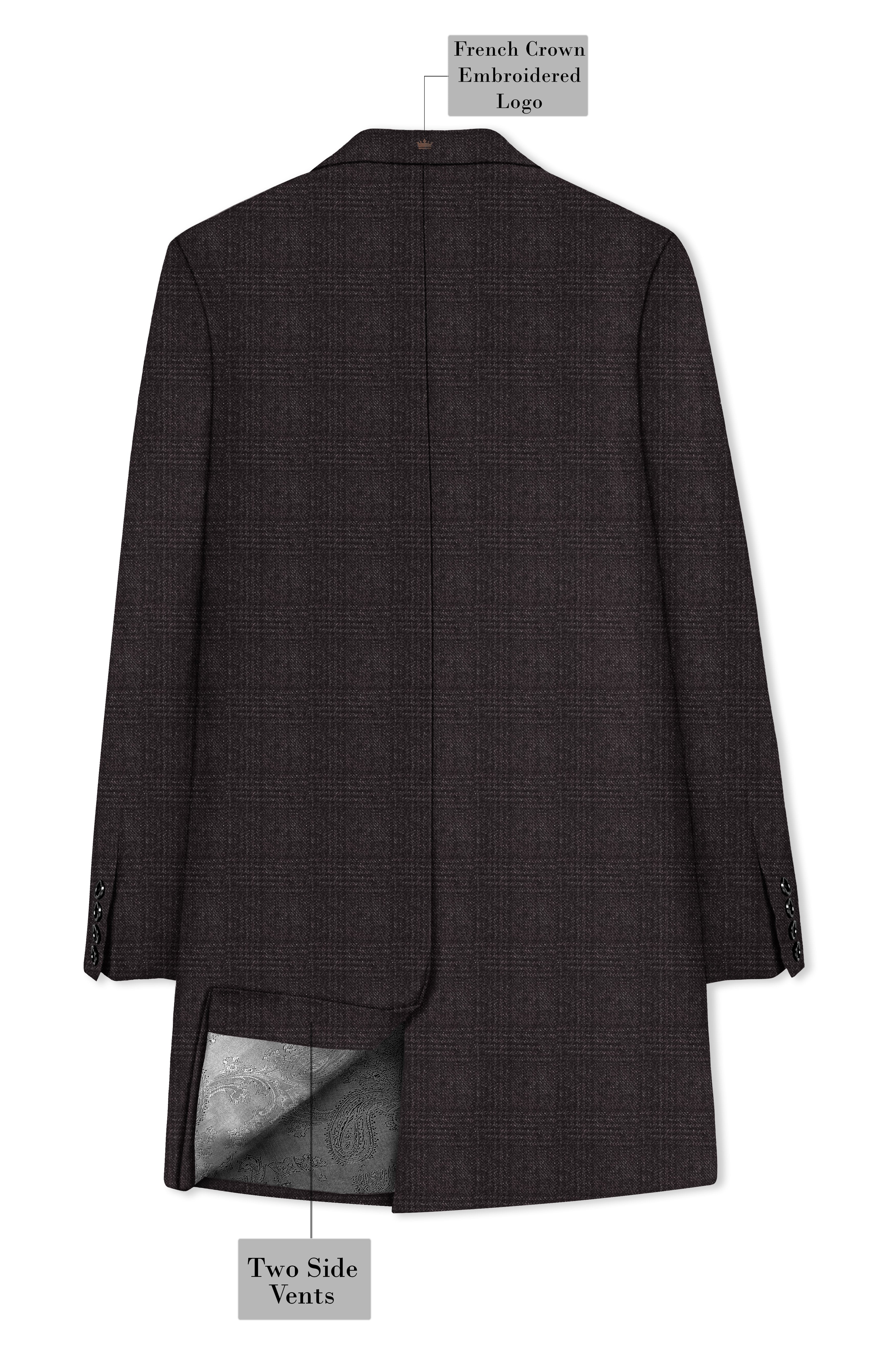 Cafario-Piano Brown Plaid Tweed Single Breasted Trench Coat With Pant