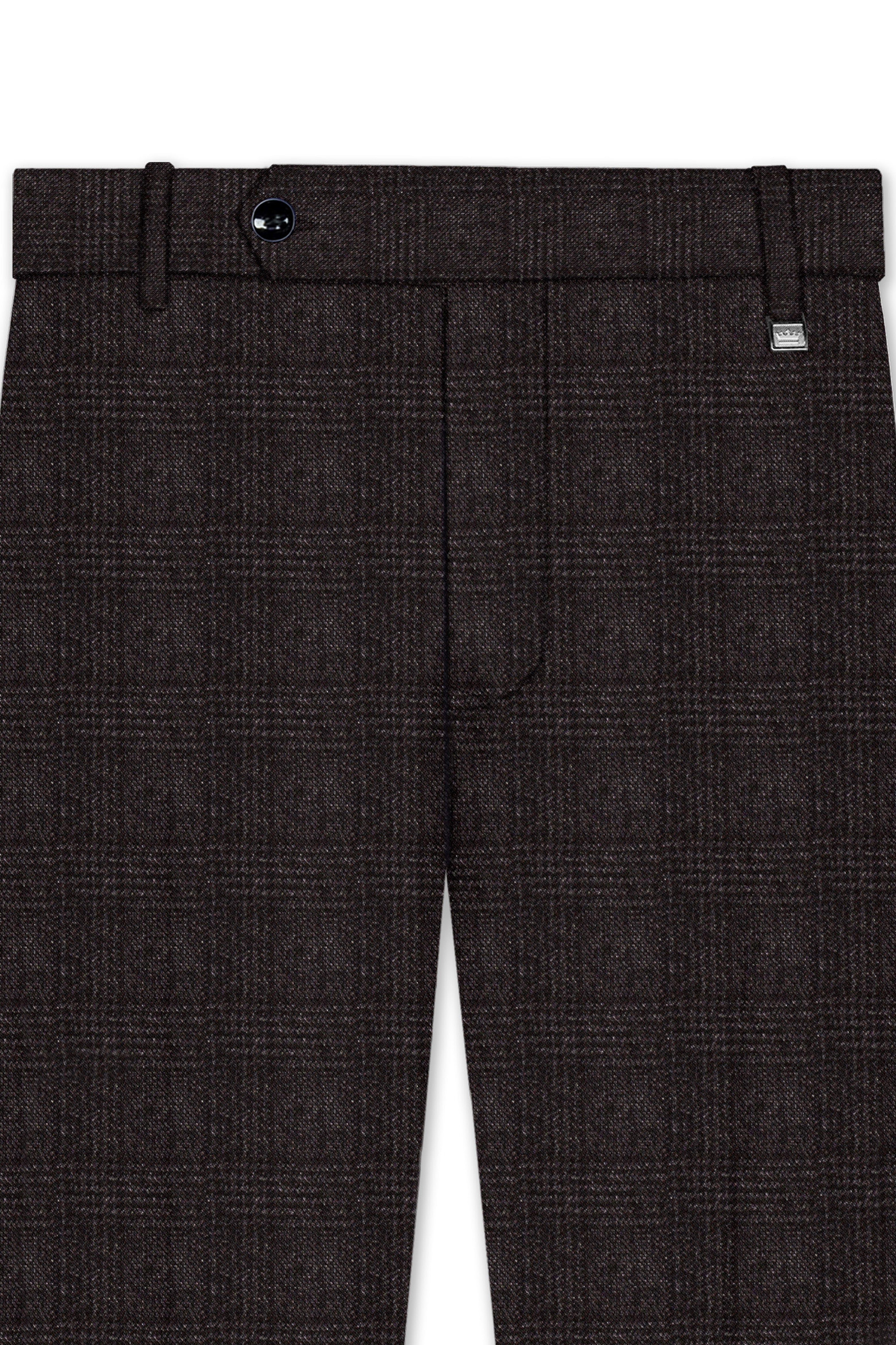 Cafario-Piano Brown Plaid Tweed Single Breasted Trench Coat With Pant