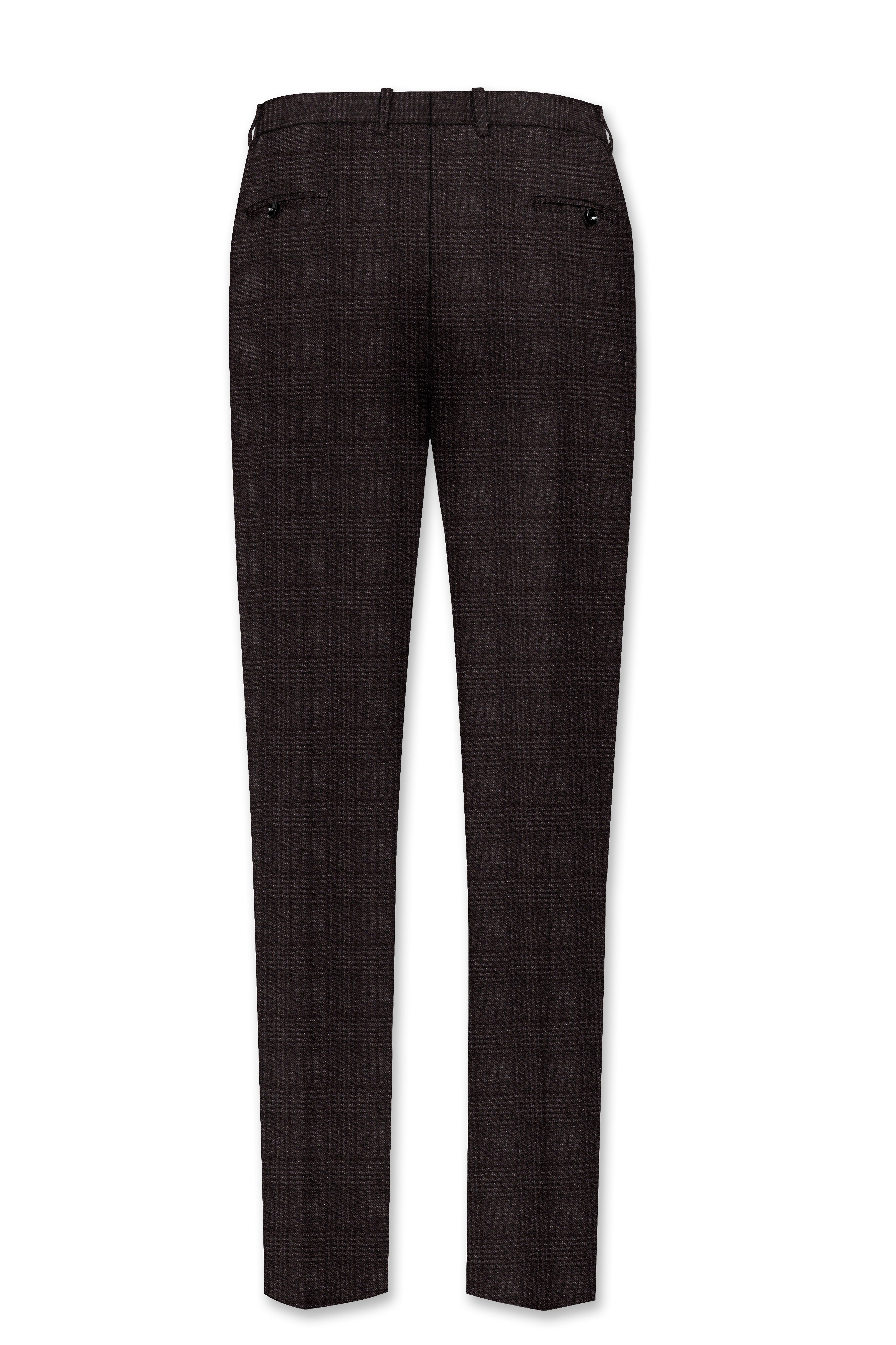 Cafario-Piano Brown Plaid Tweed Single Breasted Trench Coat With Pant