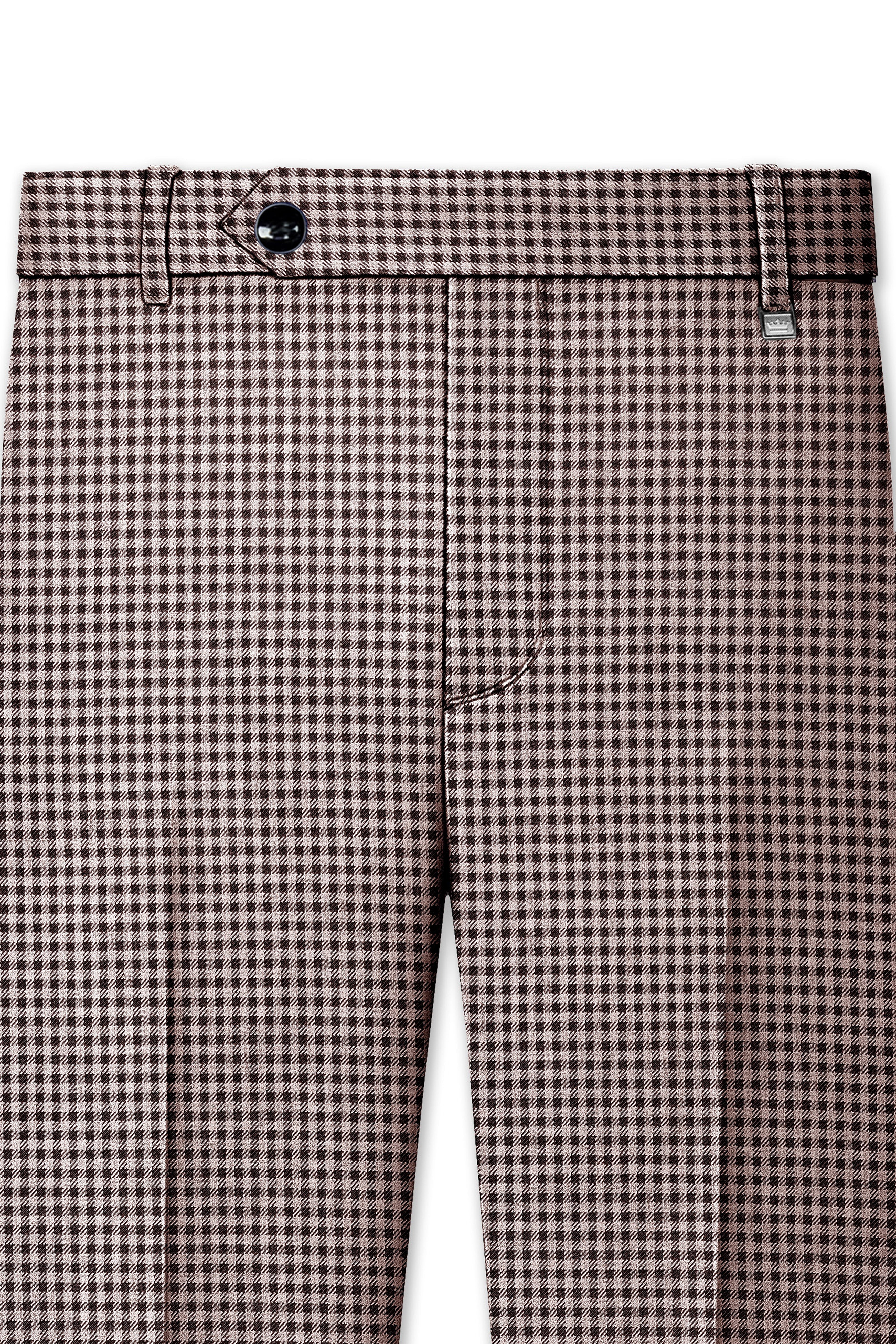 Imperium-Emperor Brown And Swiss Cream Gingham Plaid Tweed Single Breasted Trench Coat With Pant