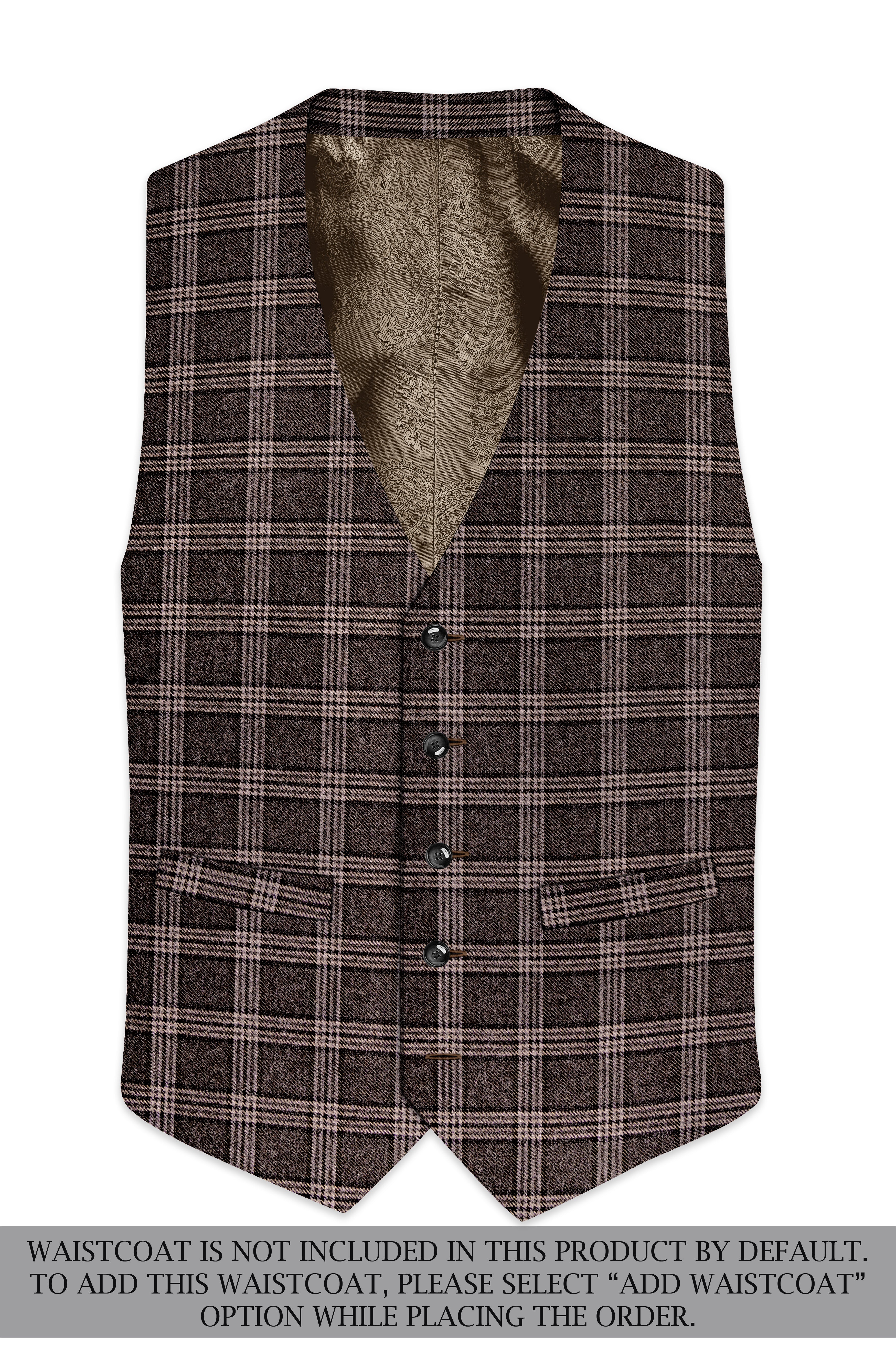 Eclenzo-Eclipse Brown Plaid Tweed Single Breasted Overcoat With Pant
