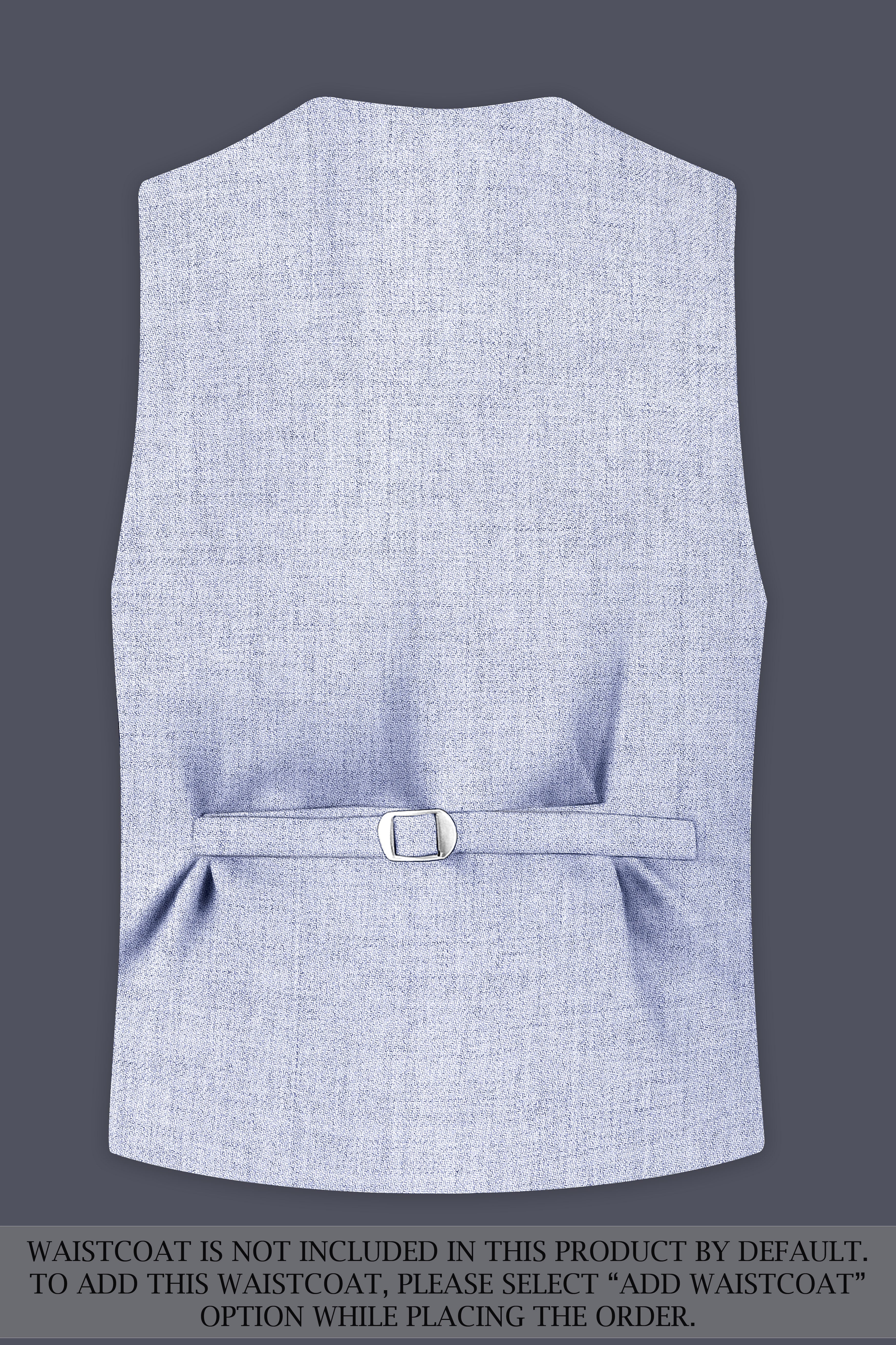 Celestia-Frosted Lilac Blue Textured Tweed Single Breasted Trench Coat With Pant