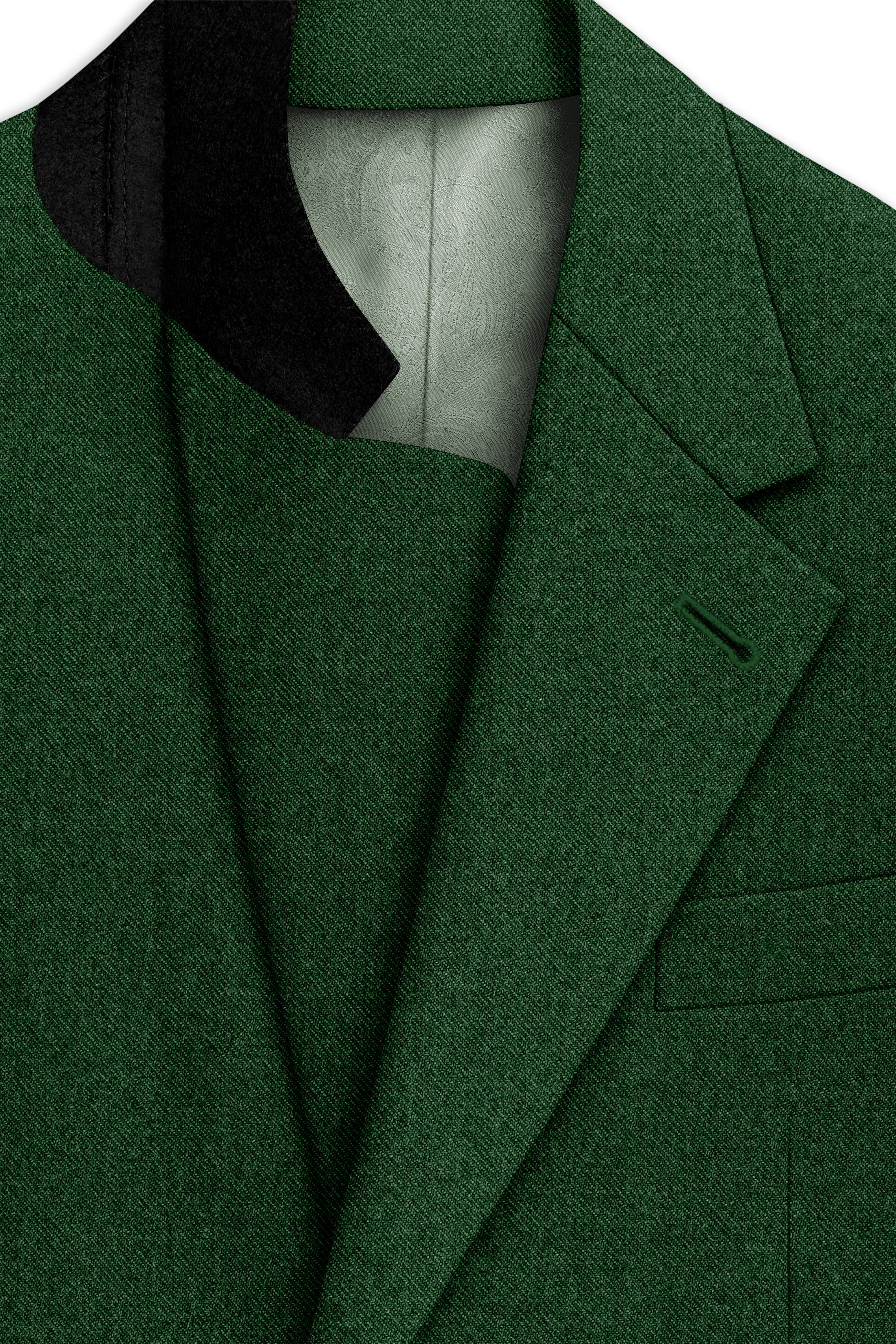 Virenza-Mystle Green Textured Tweed Single Breasted Overcoat With Pant