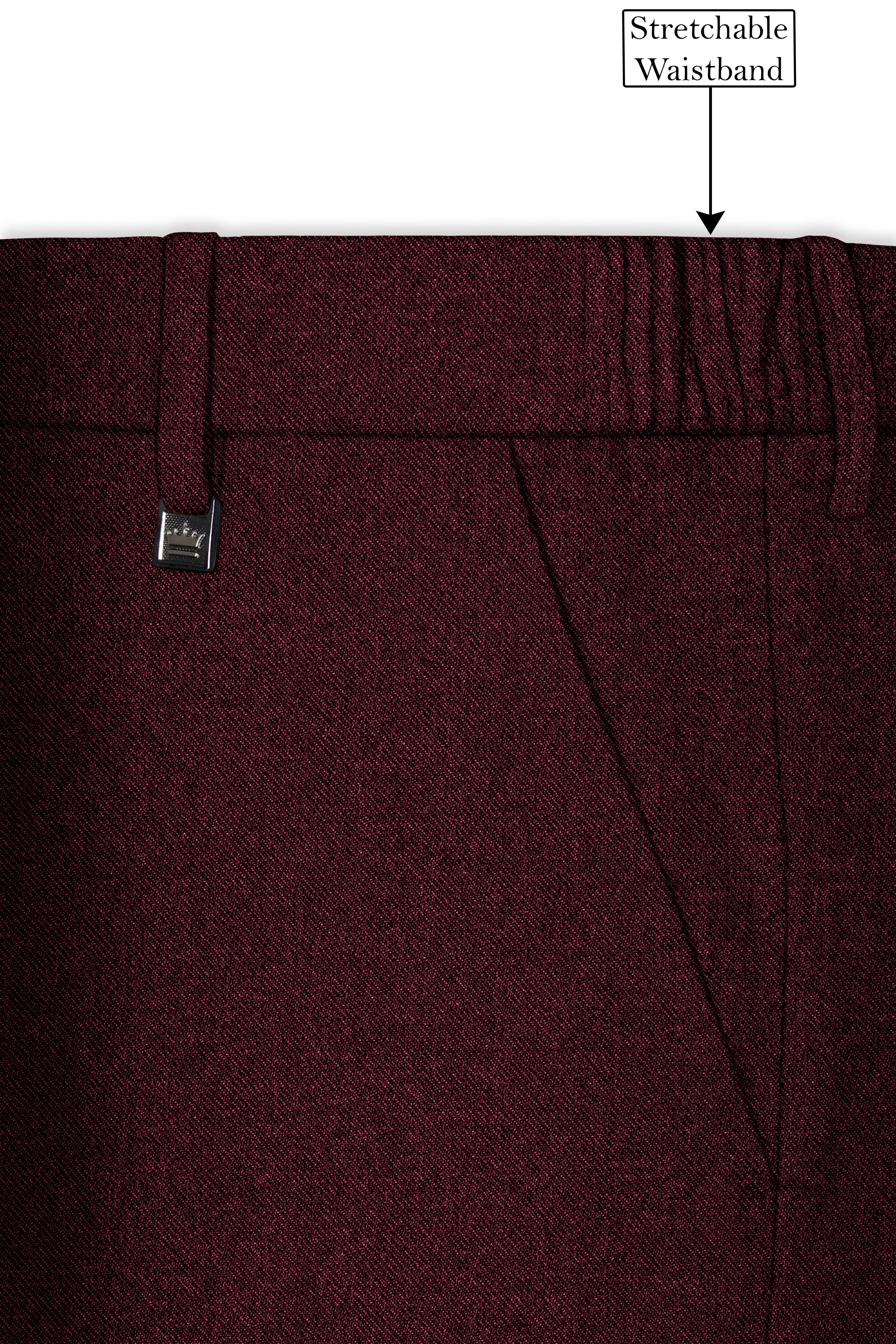 Burgvoro-Crated Maroon Textured Tweed Single Breasted Overcoat With Pant