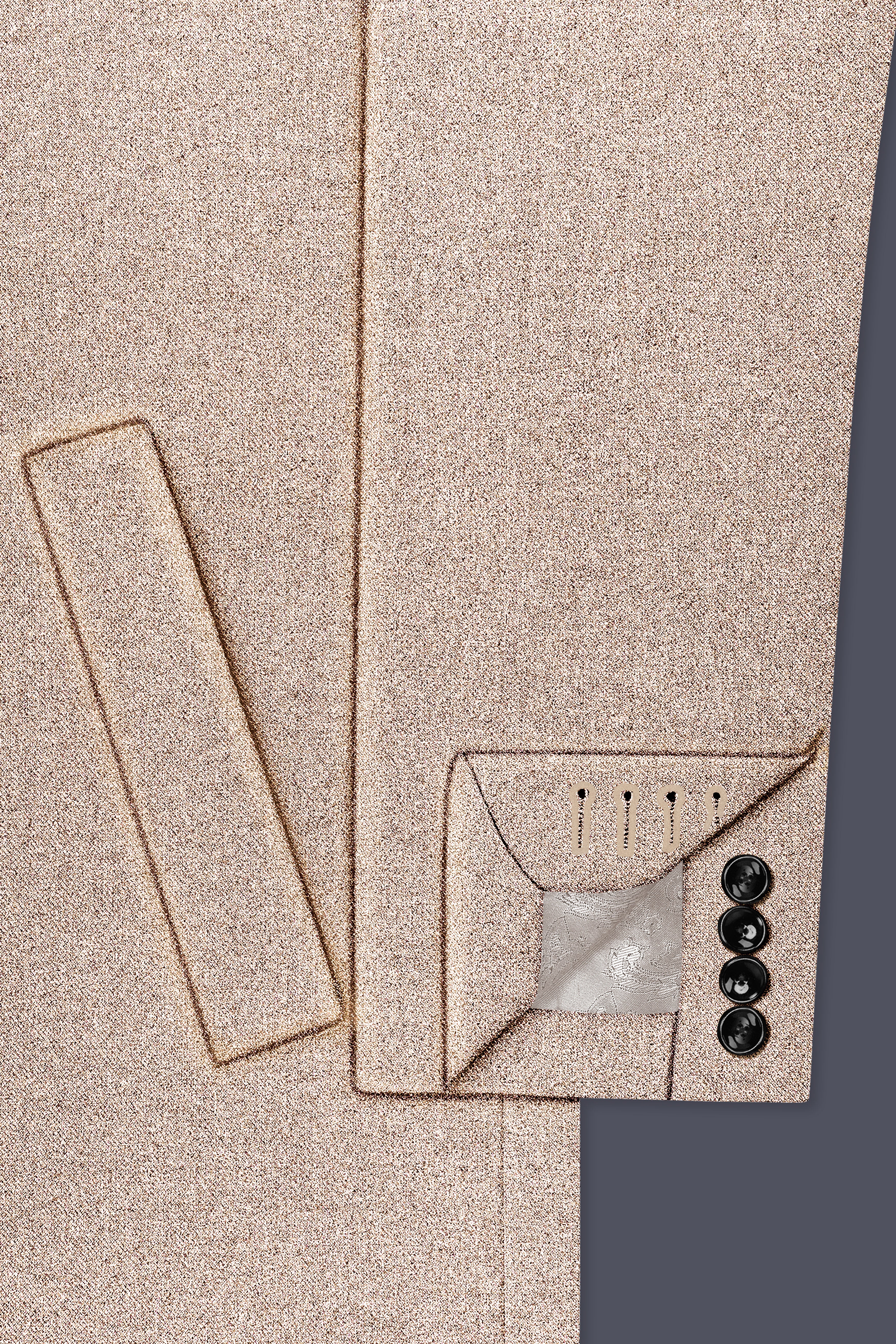 Ivoro-Bizarre Cream Textured Tweed Single Breasted Overcoat With Pant