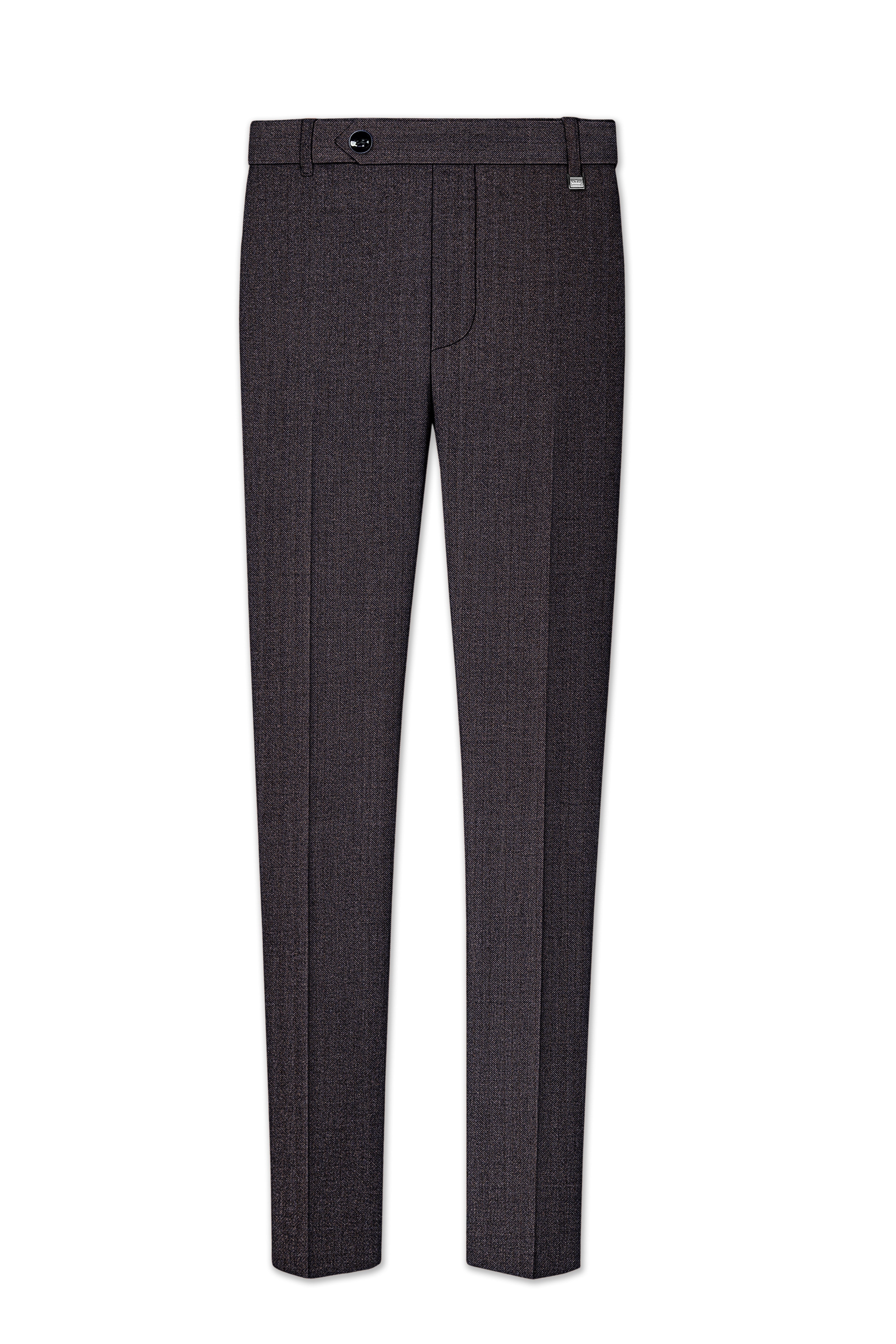 Aurezion-Zeus Brown Herringbone Textured Tweed Single Breasted Overcoat With Pant