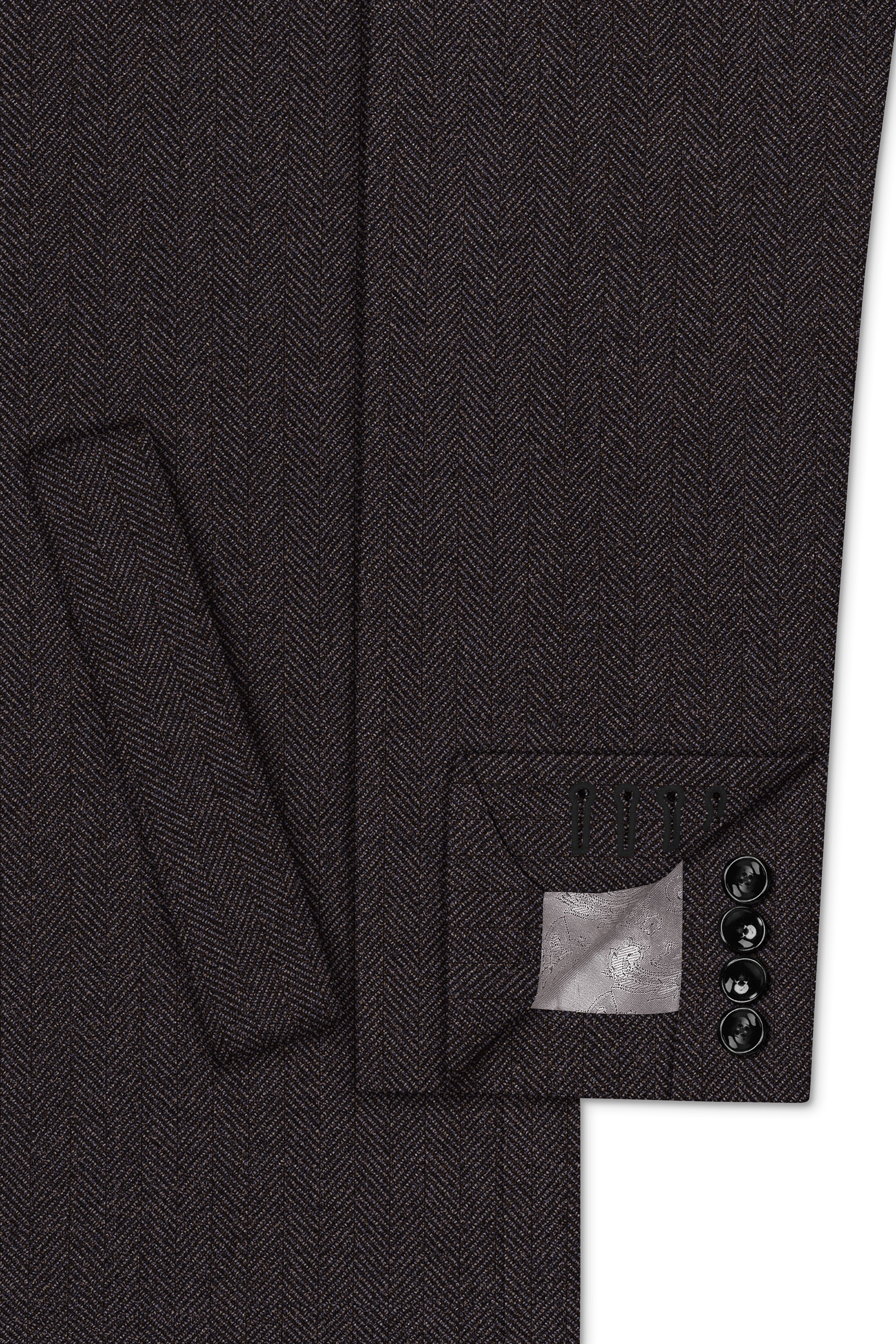 Aurezion-Zeus Brown Herringbone Textured Tweed Single Breasted Overcoat With Pant