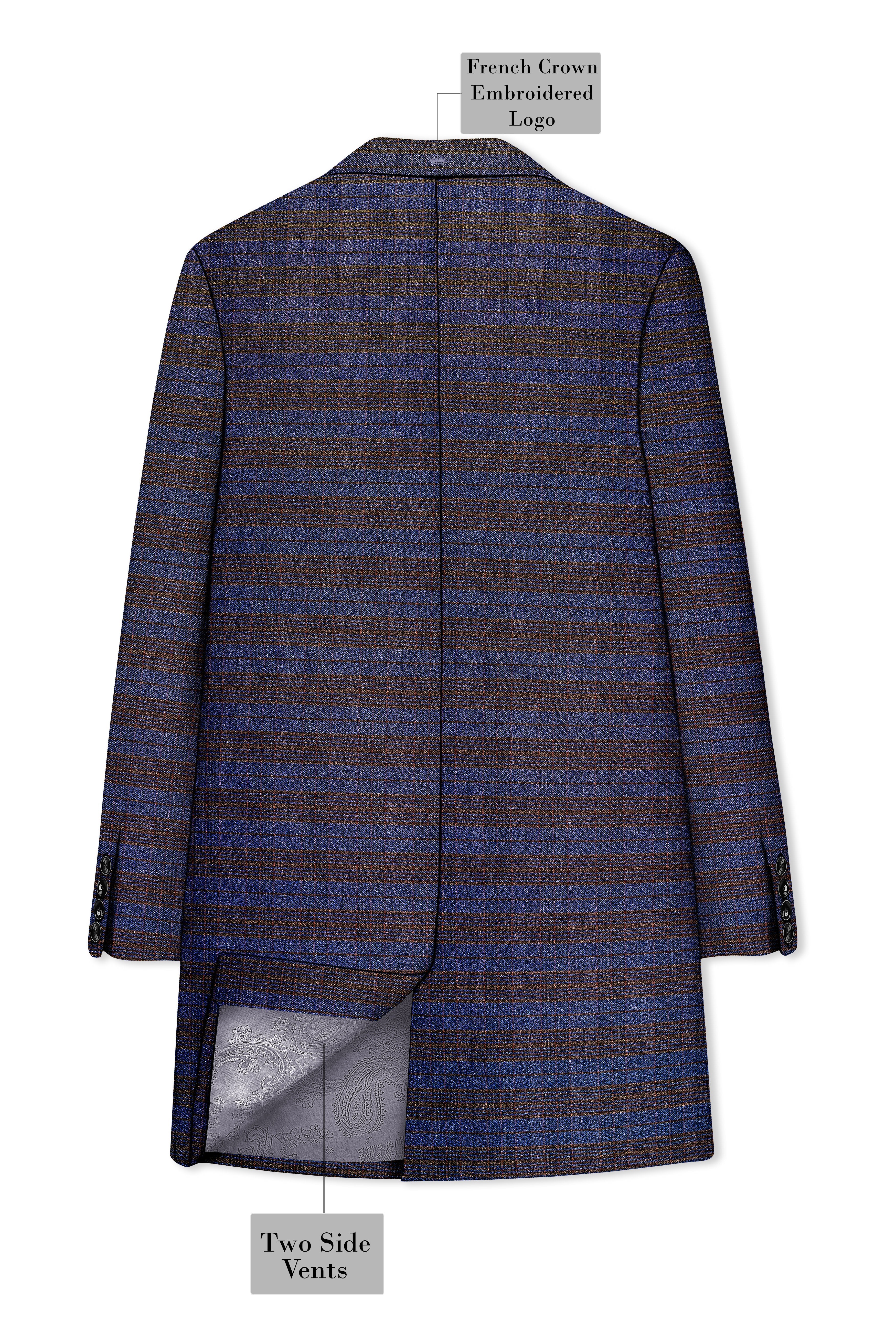 Velourish-Tealish Blue And Tuatara Gray Glen Plaid Tweed Single Breasted Overcoat With Pant