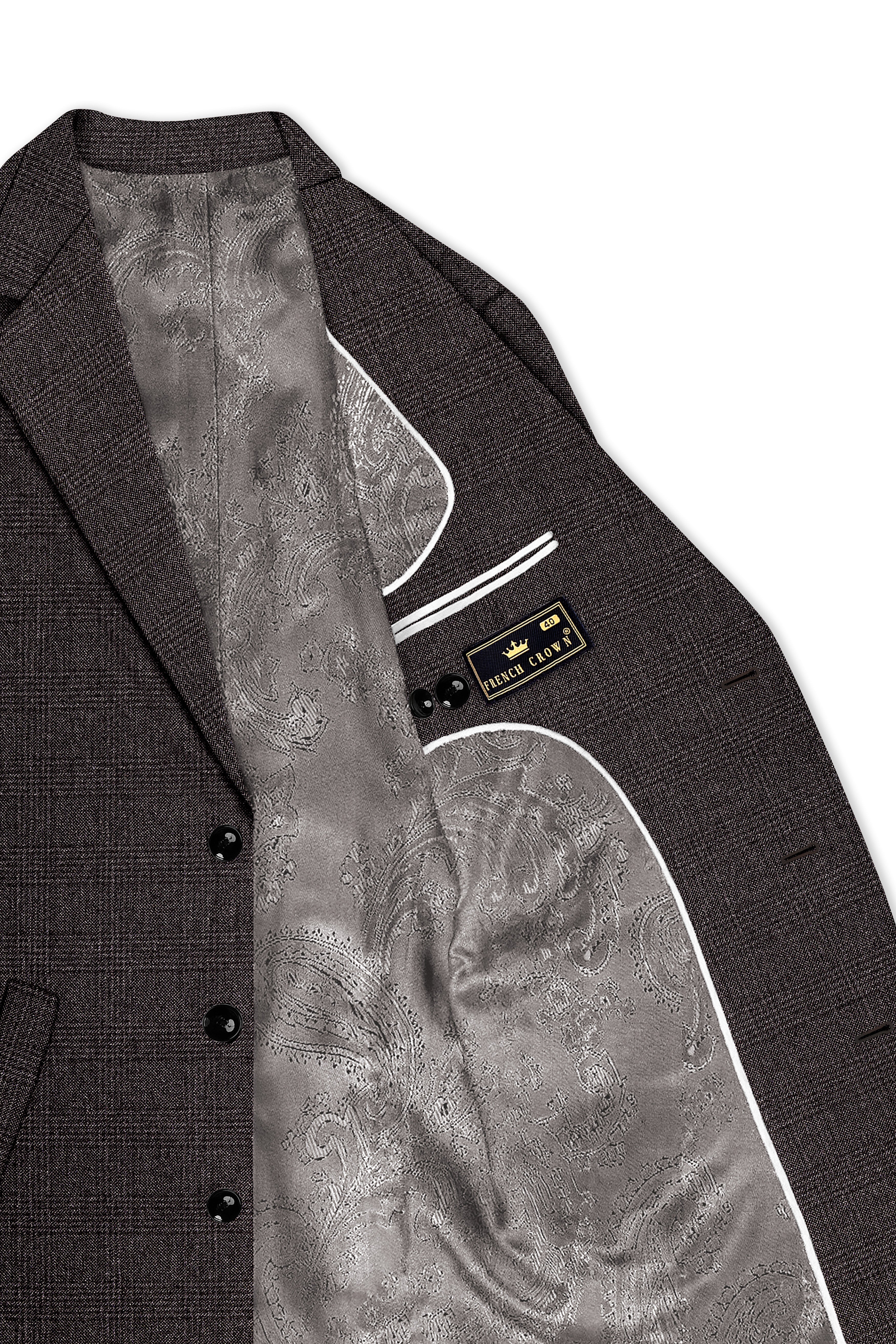 Bruno-Chicago Brown Wales Plaid Tweed Single Breasted Overcoat With Pant