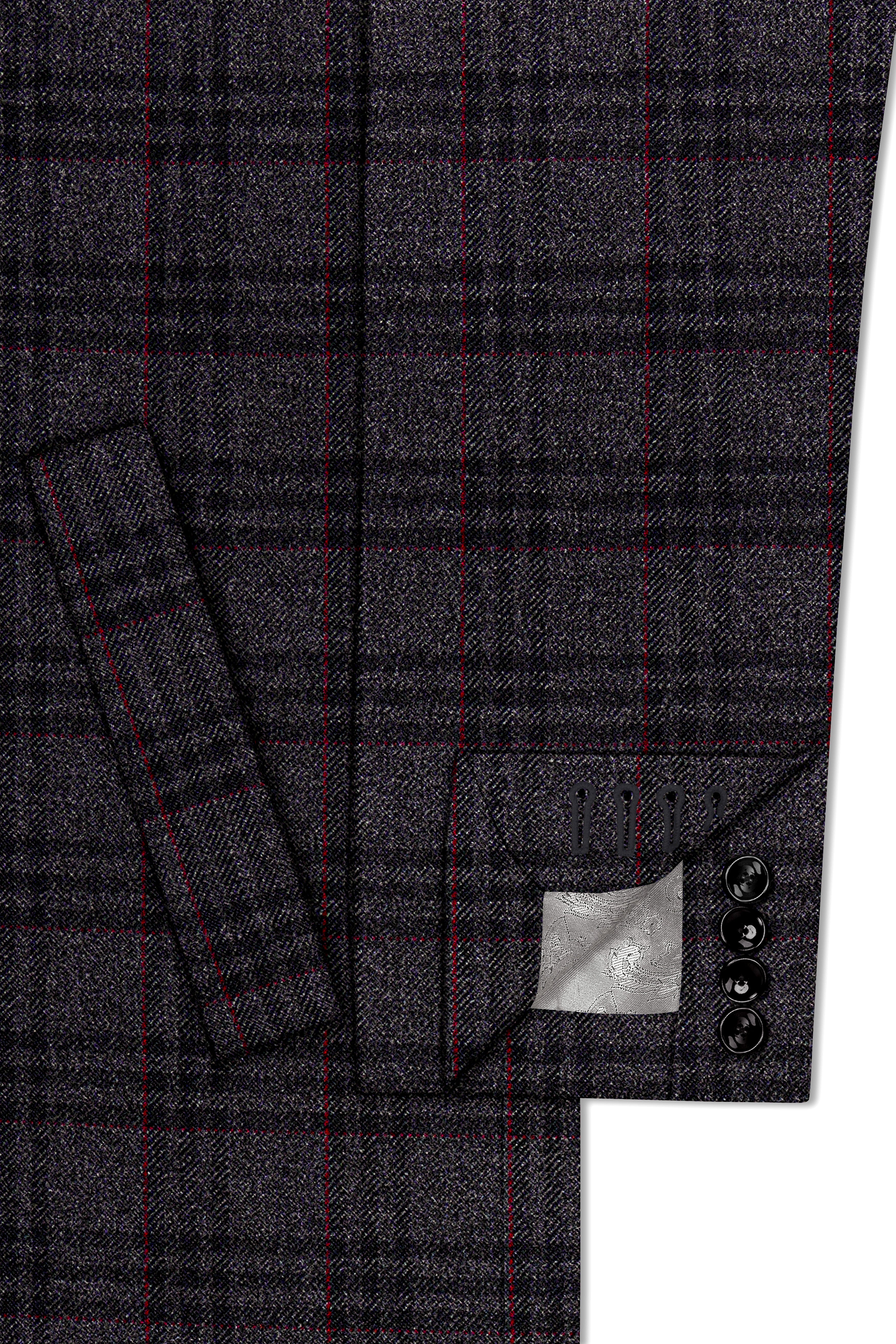 Velours-Ship Gray Plaid Tweed Single Breasted Overcoat With Pant