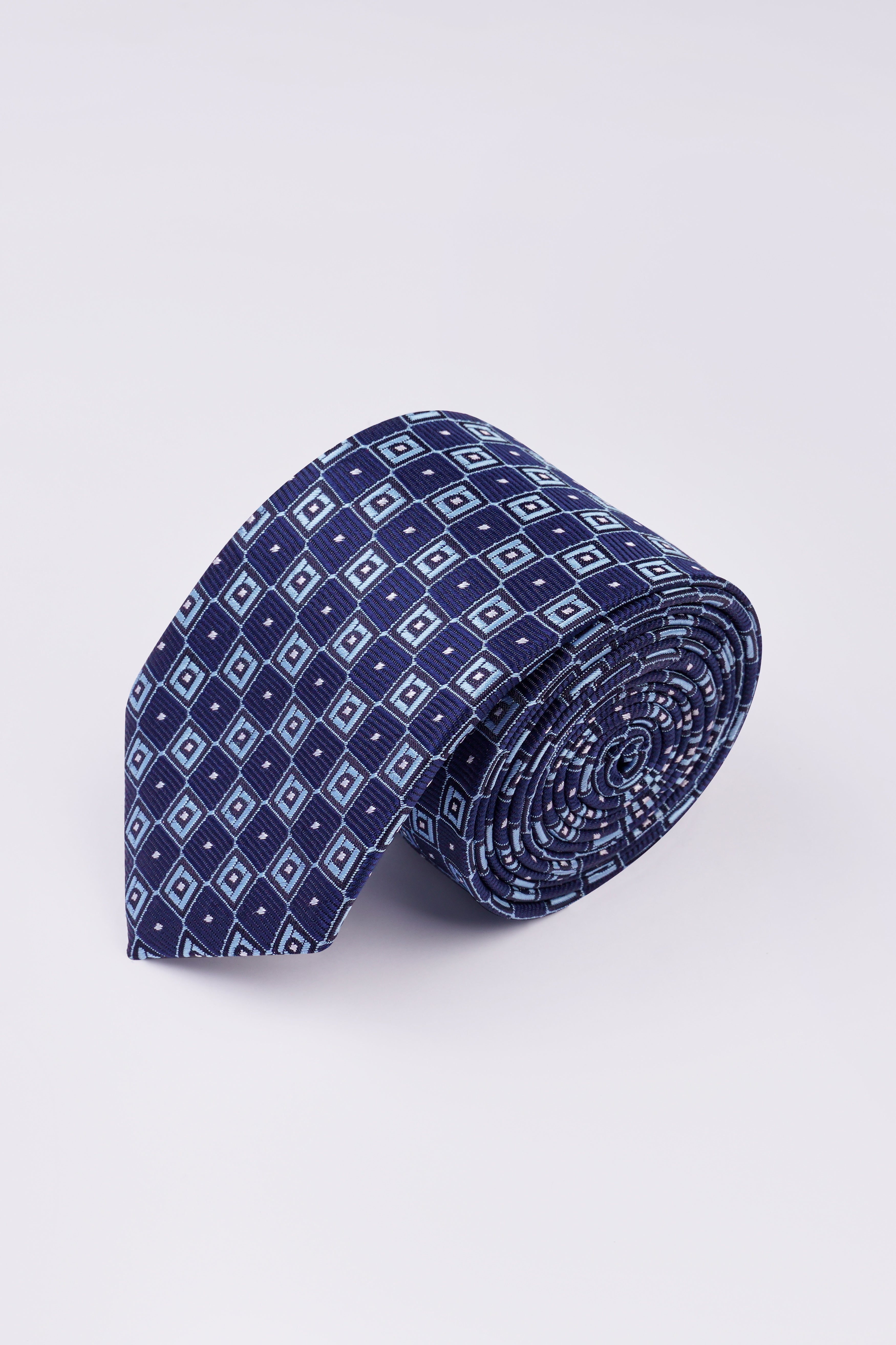 Chambray Blue and Casper Light Blue Jacquard Tie with Pocket Square TP049