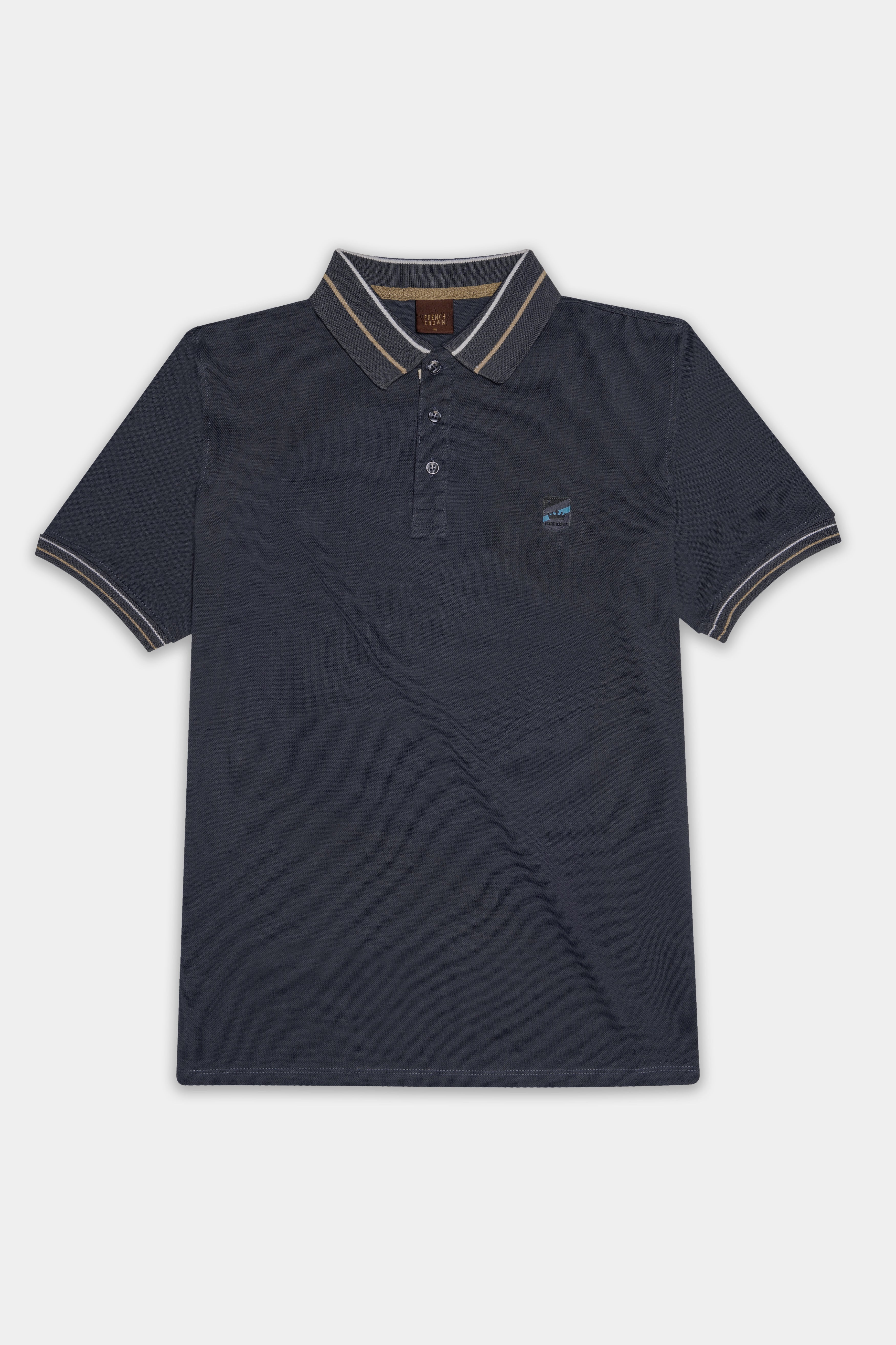 Charade Gray Solid Premium Cotton Pique Polo