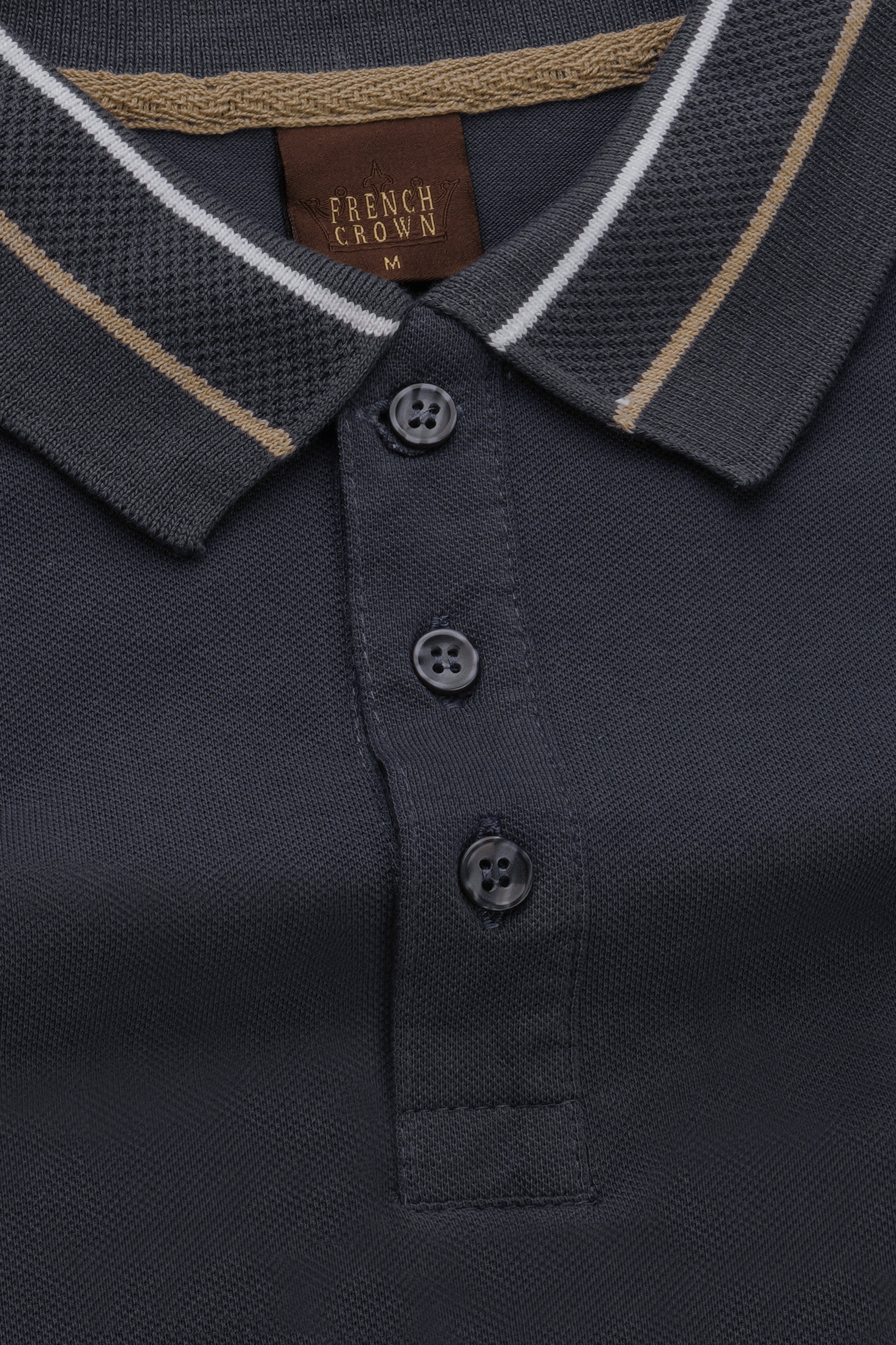 Charade Gray Solid Premium Cotton Pique Polo