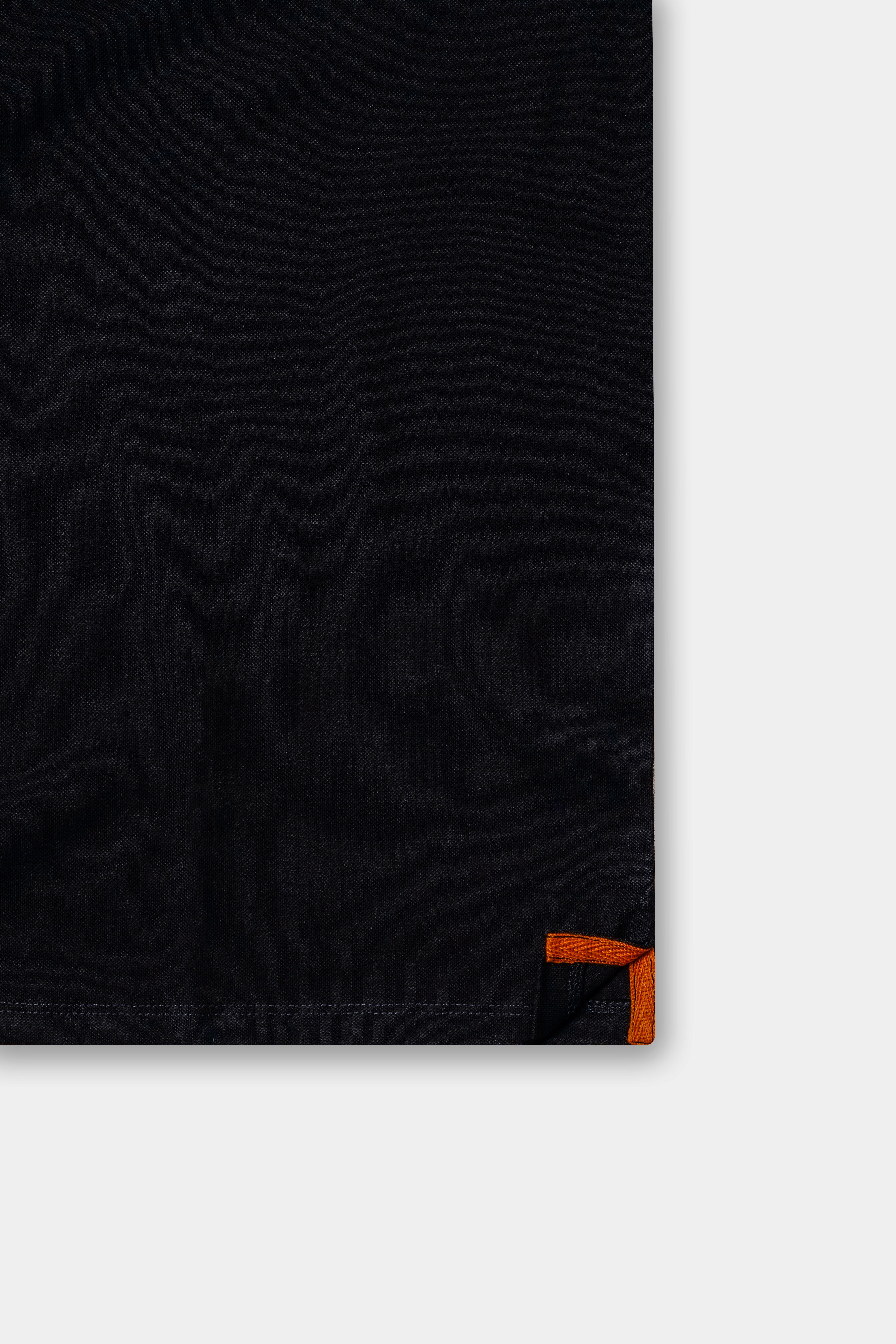 Jade Black Solid Premium Cotton Pique Polo