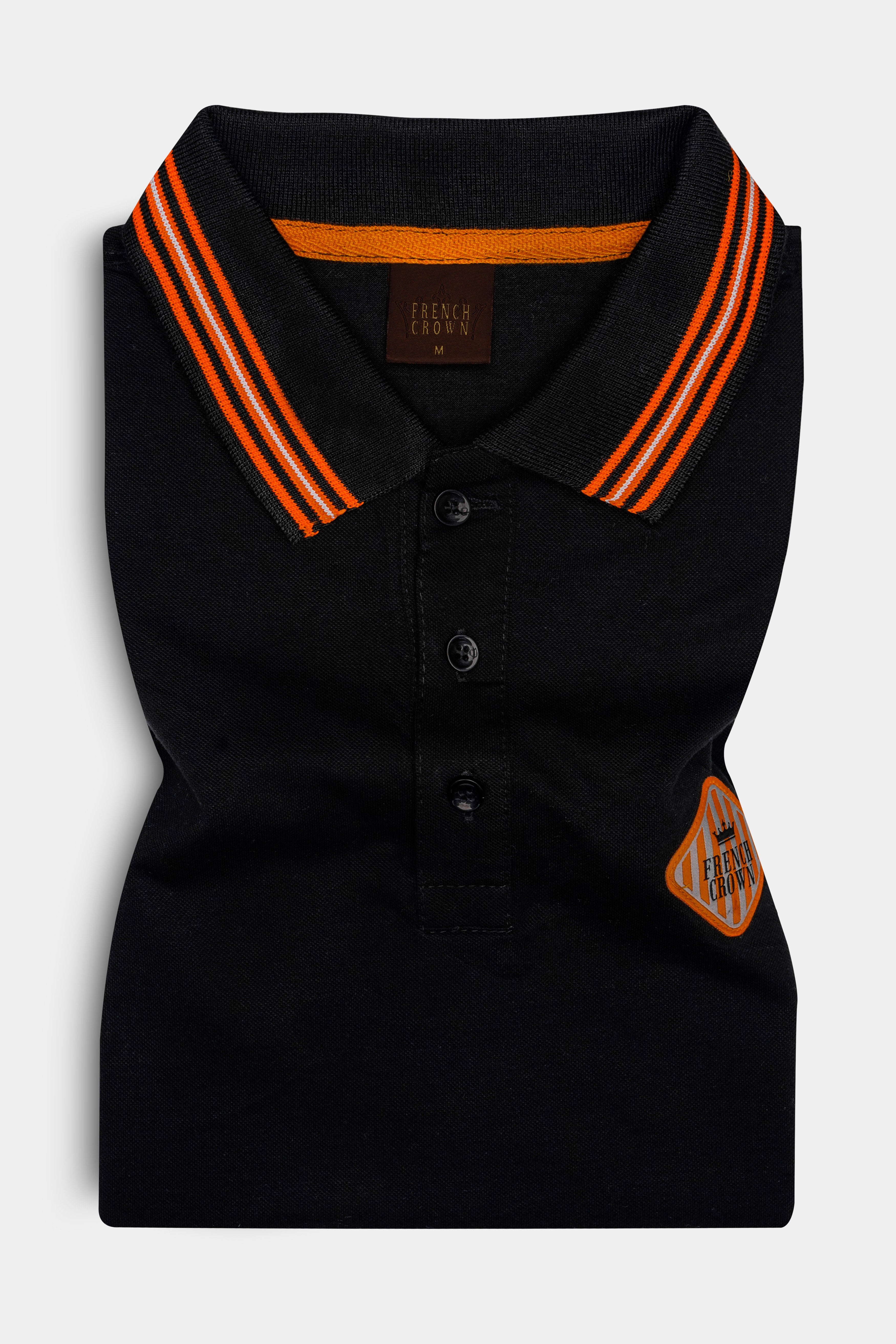 Jade Black Solid Premium Cotton Pique Polo