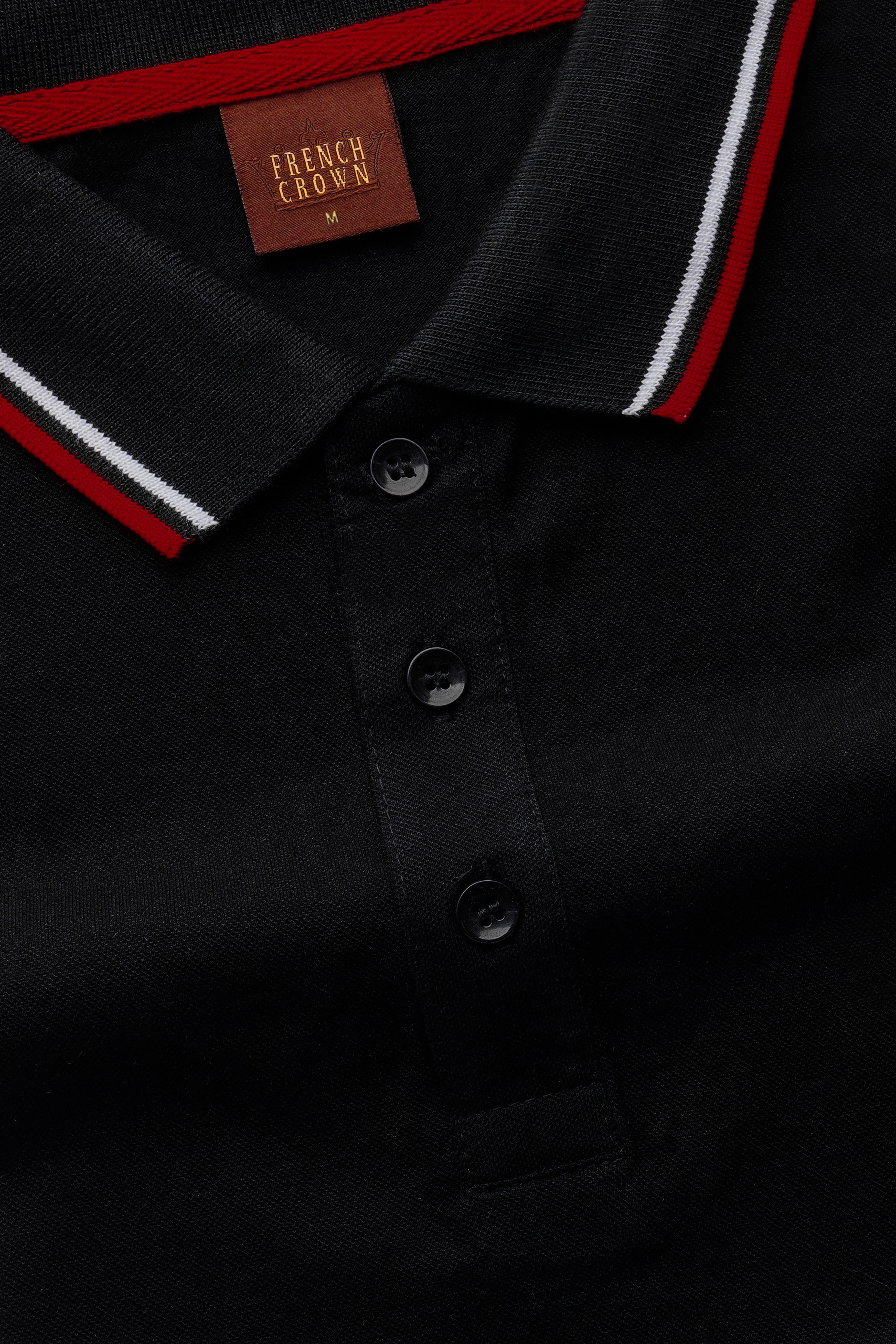 Jade Black Solid Premium Cotton Pique Polo