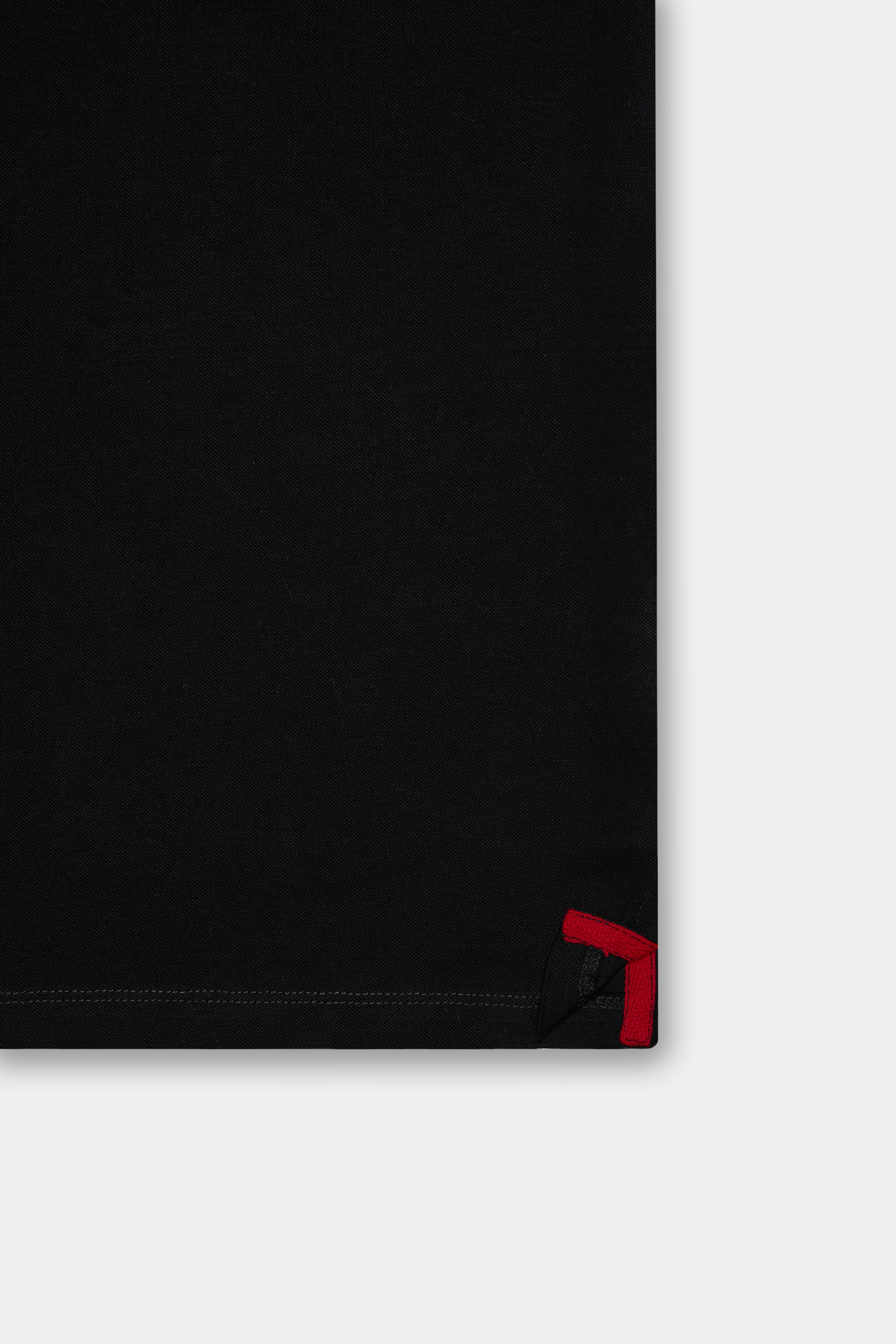 Jade Black Solid Premium Cotton Pique Polo