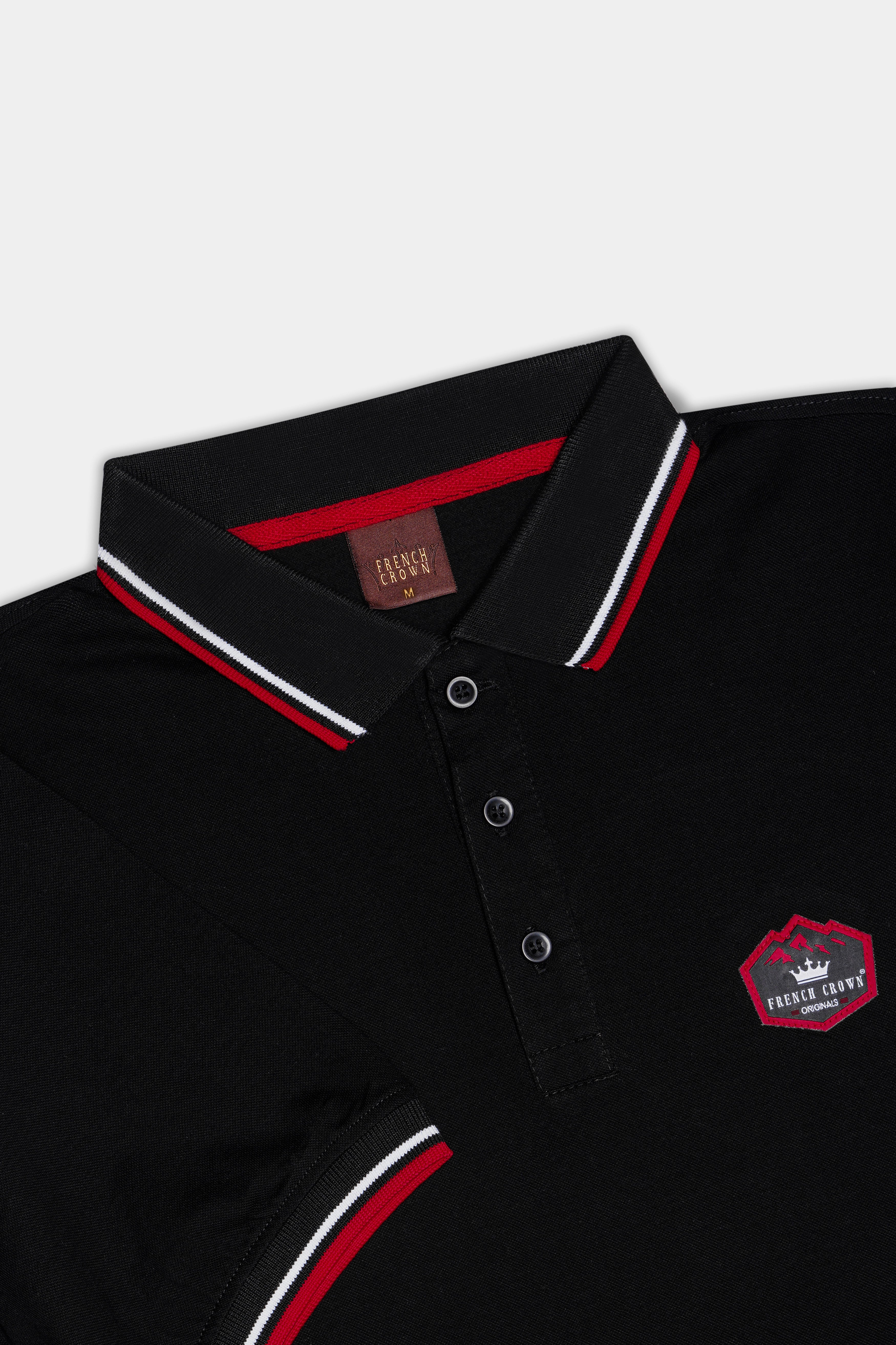 Jade Black Solid Premium Cotton Pique Polo
