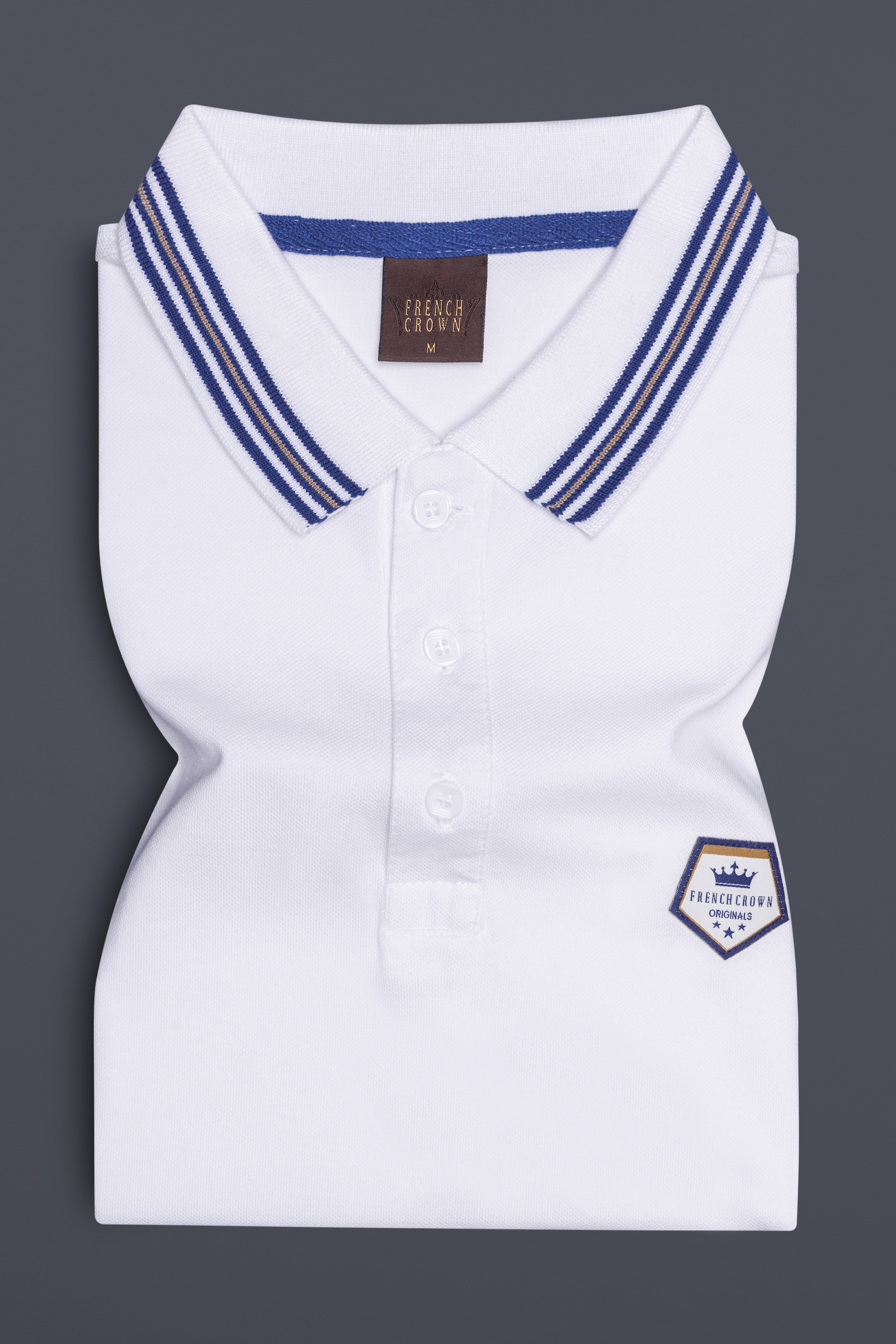 Velairn-Bright White Premium Cotton Pique Polo